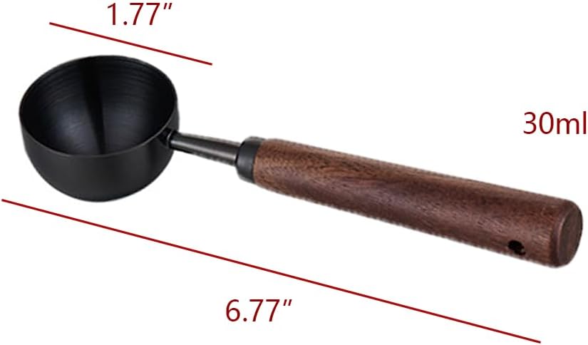 304 Stainless Steel Coffee Measuring Spoon Wooden Handle Coffee Scoop for Coffee, Tea,2 TBSP/30ML,Black