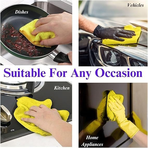 24 Pack 16'x16' Microfiber Household Cleaning Cloths - Multi-Purpose, Machine Washable, Absorbent Towels for Kitchen, Car, Home Appliances (16x16 24 Pack)