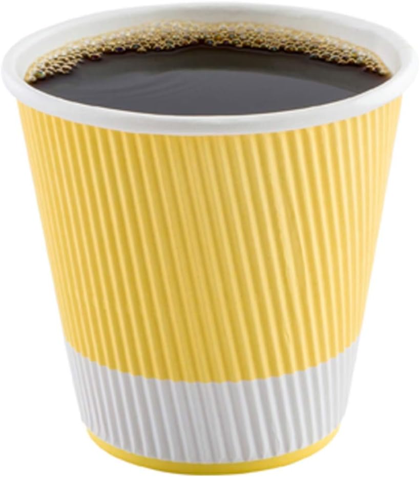 Restaurantware 8 Ounce Double Wall Disposable Coffee Cups, 500 Insulated Light Yellow Paper Tumblers with Ripple Wall Design, Lids Sold Separately for Hot Drinks like Tea, Coffee and More