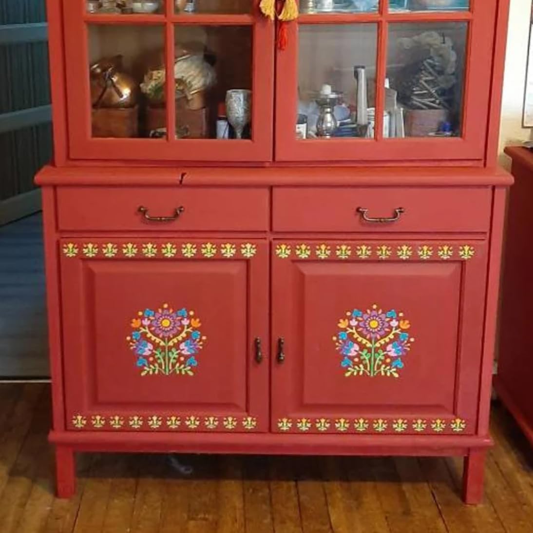 Talavera Stencil Reusable Tile Stencil 8inch Floral Folk Mexican Stencils for Painting on Wall Floor Furniture Wood Home Decor