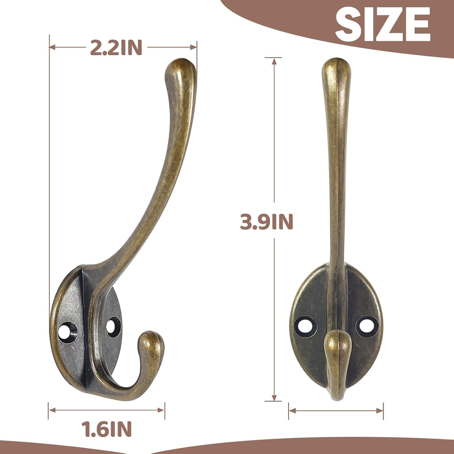 Wall Hooks for Hanging, 25-Pack Heavy Duty Metal Coat Hooks, for Living Room, Bathroom, Kitchen, Bedroom for Towel, Hat, Key, Closet, Bag (Bronze)