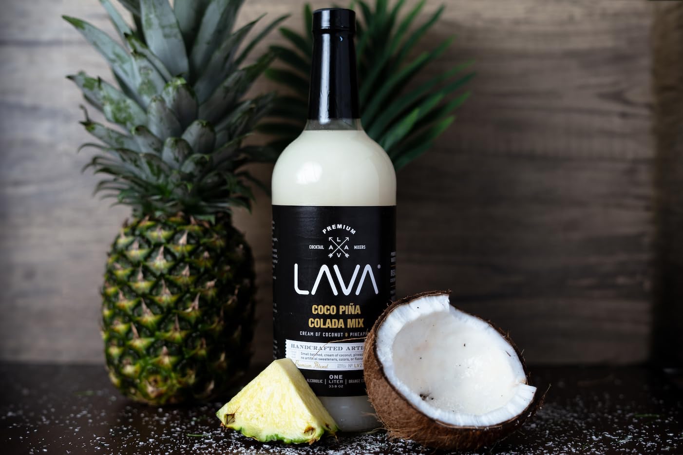 (3 Pack) LAVA Premium Coco Pina Colada Made with Cream of Coconut and Real Pineapple, No Artificial Sweeteners or Flavors, 1-Liter (33.8oz) Glass Bottle.