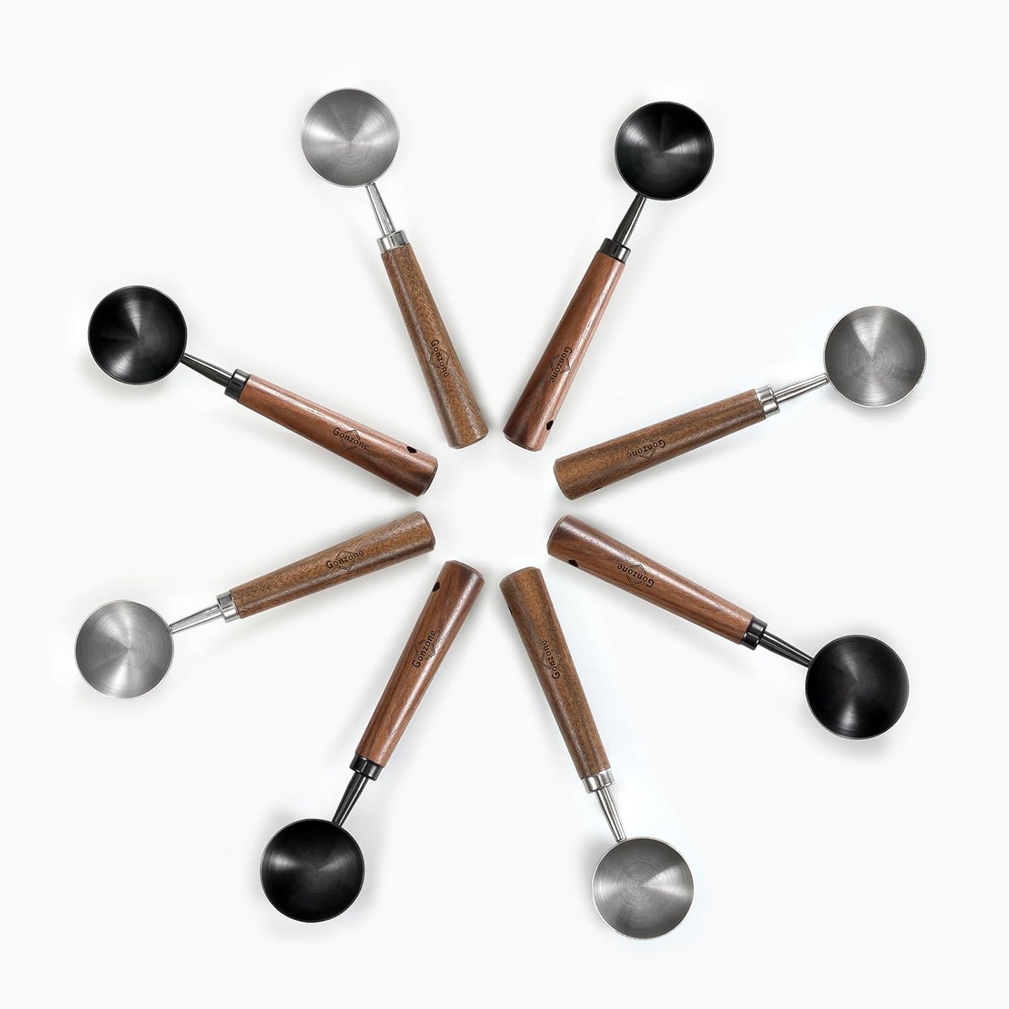 Vintage Coffee Measuring Spoon - 304 Stainless Steel, Coffee Scoop,10g Capacity, Walnut Handle - Perfect for Coffee, Tea, and More (Gunmetal (2 pcs))