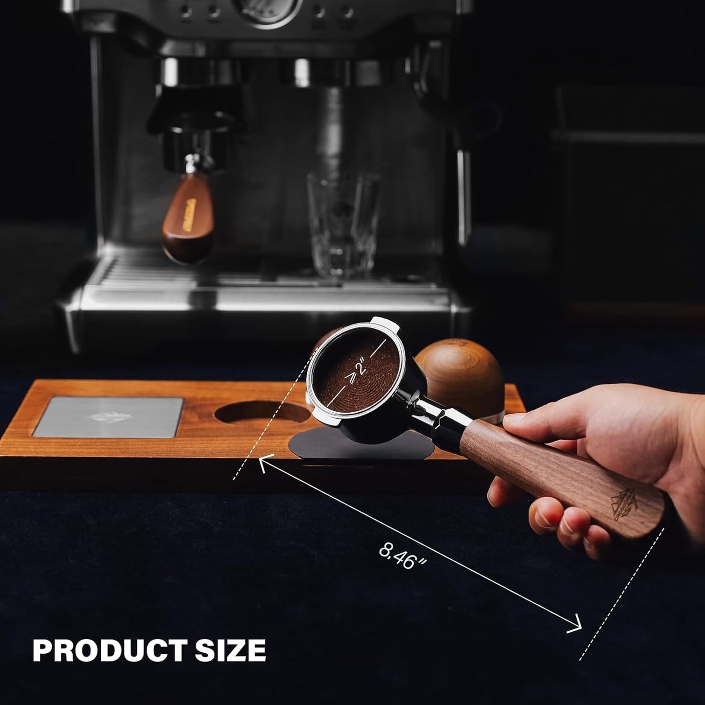 CrossCreek 51mm Espresso Bottomless Portafilter with 2 Ear | Fits De’Longhi ECP3420 / EC155 / BCO430 / EC260 Espresso Machine | Stainless Steel Basket and Walnut Handle | Espresso Accessories