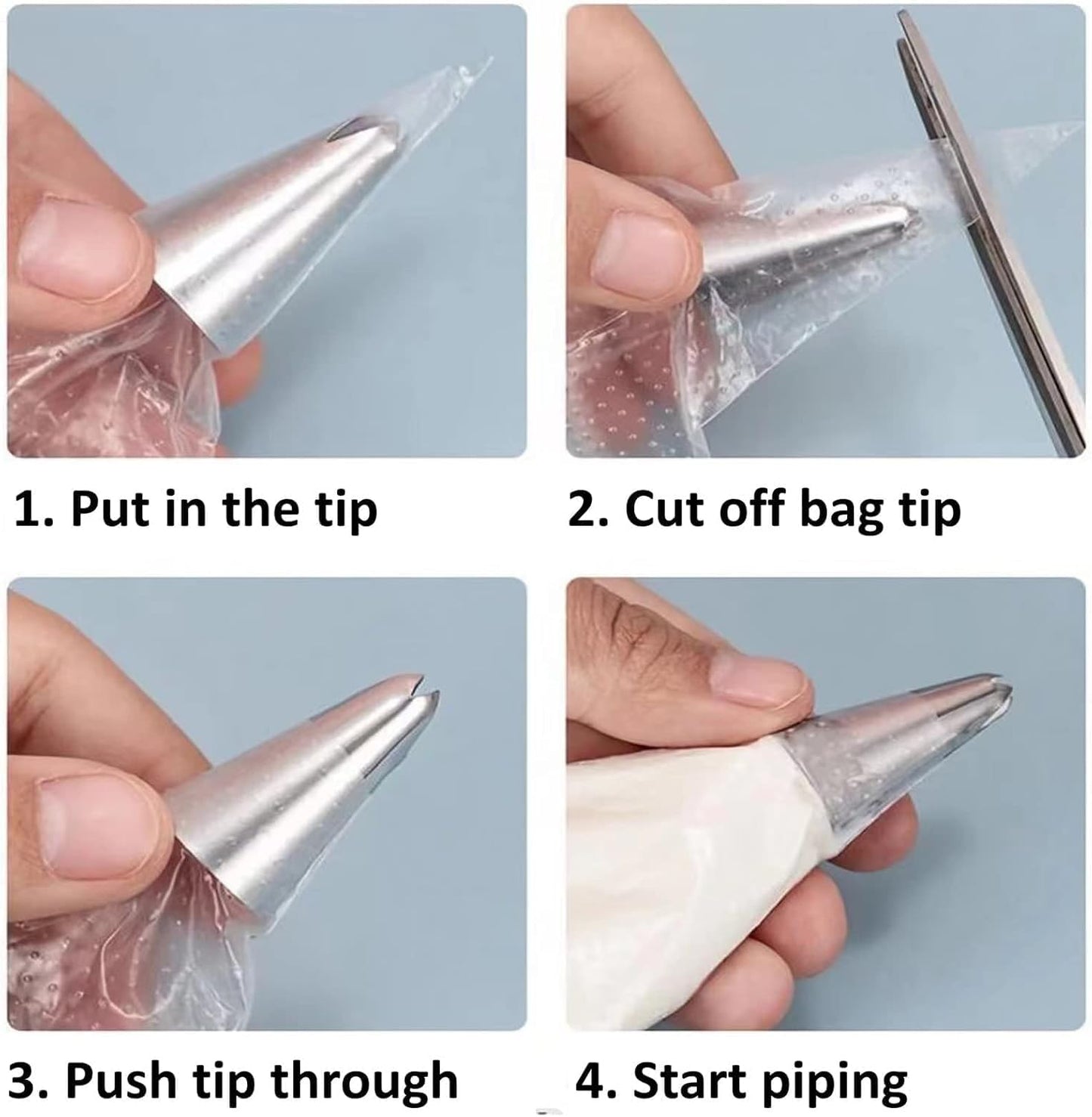 22 inch Large Piping Bags, AMBESTAR 100 Pcs Big Tipless Clear Plastic Disposable Pastry Bags for Frosting Decorating Cake Cupcake Cookie, Pro Long Thick Pastry Bag Essential Baking Tools