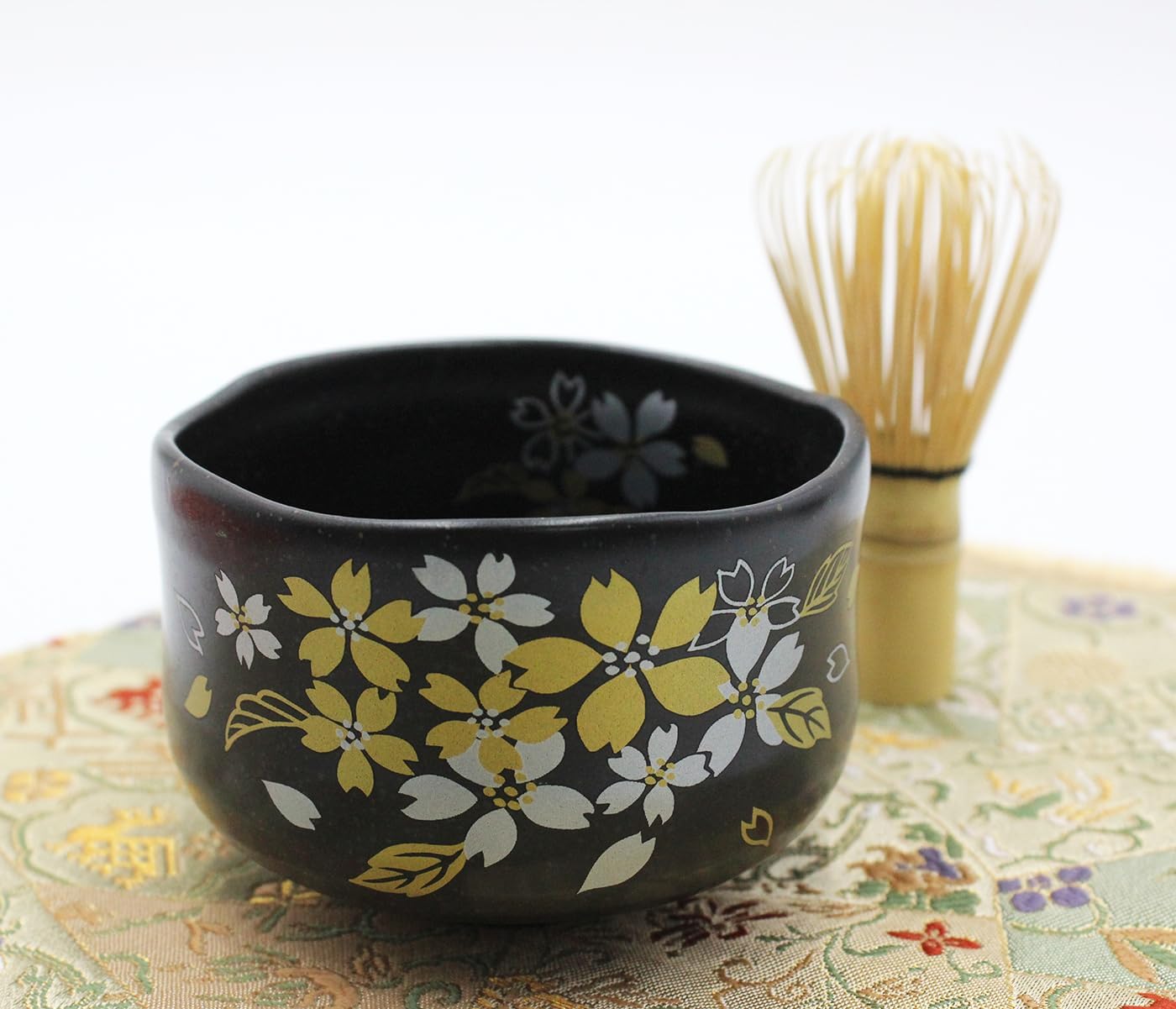 Japanese Traditional Handcrafted Matcha Chawan Tea Bowl Cup Set of 5 Ceremony Tableware Pottery (Hannnari Wan Zoroi Tenmoku)