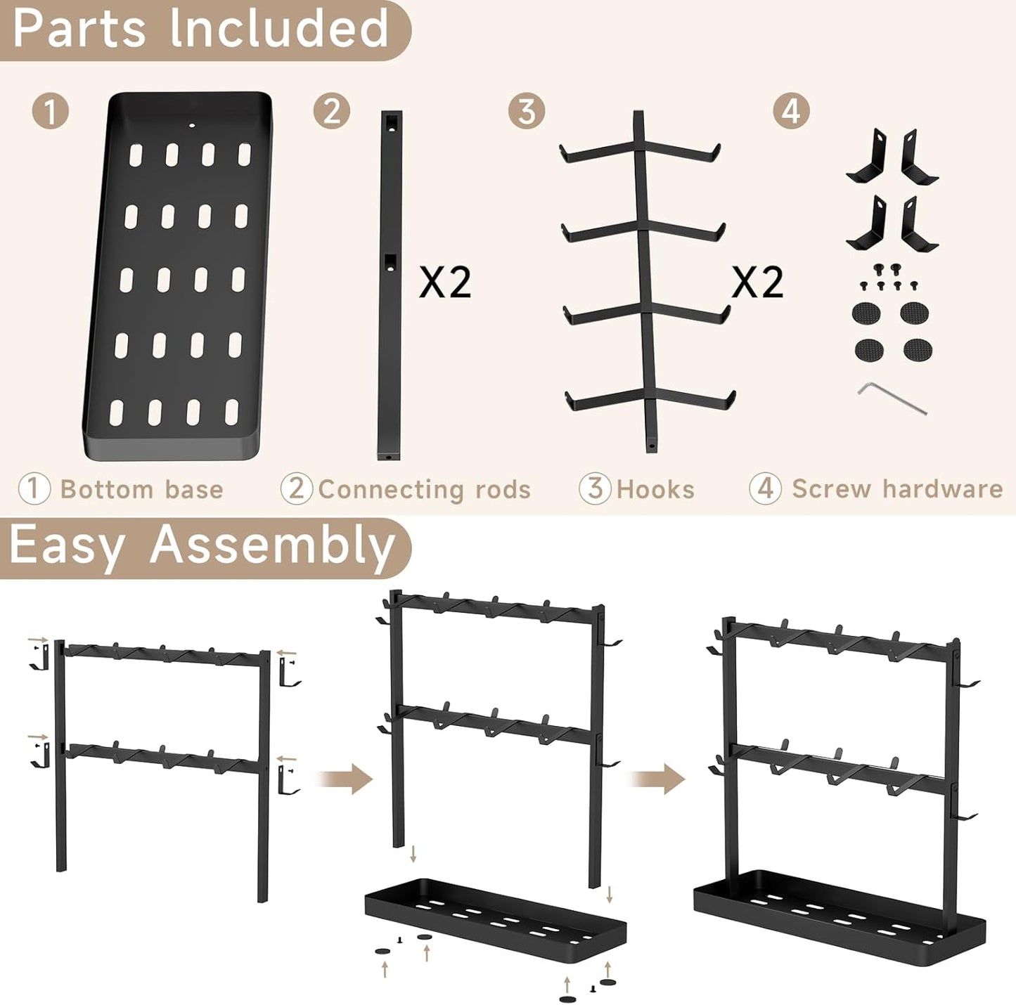 Coffee Mug Holder for Countertop 20 Hooks Mug Tree Rack 2 Tier Counter Cups Mugs Display Stand with Heavy Duty Metal Storage Base for K Cup Kitchen Tea Coffee Bar