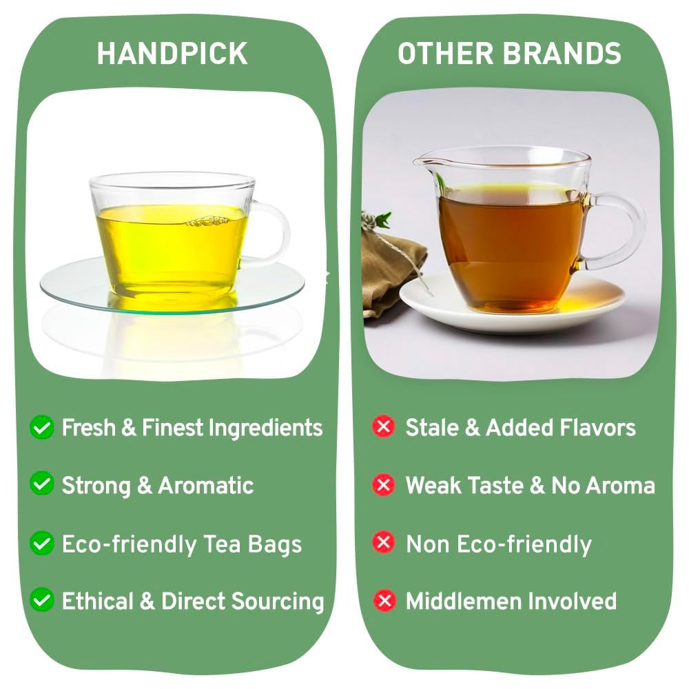 HANDPICK, Good Night Tea Bags (100 Count) Night Time Herbal Tea | Caffeine Free | Floral Blend - Lavender, Chamomile, Peppermint | Natural Tea, Perfect for Bedtime