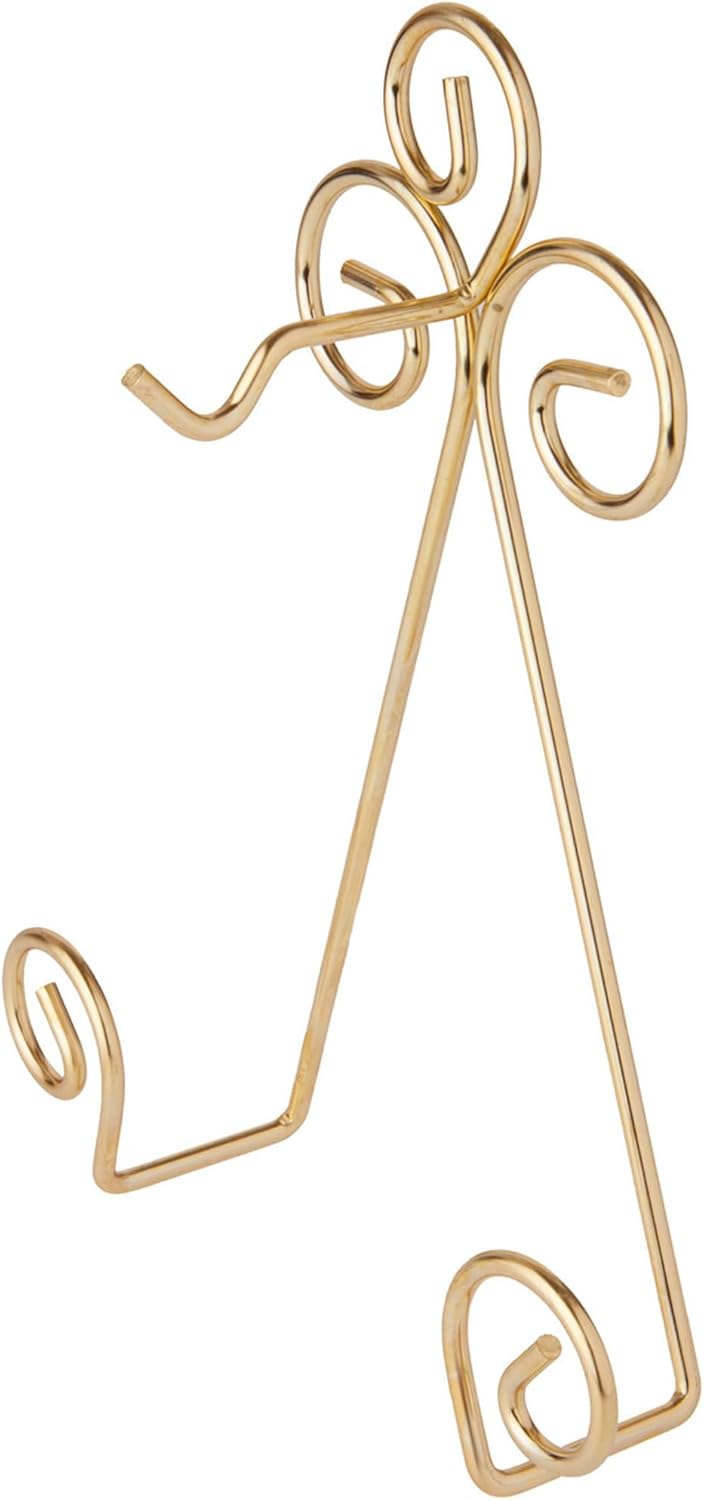 Bard's Scroll Satin Gold-toned Wall Mountable Cup and Saucer Hanger, 8" H x 6.5" W x 1.75" D, Pack of 3