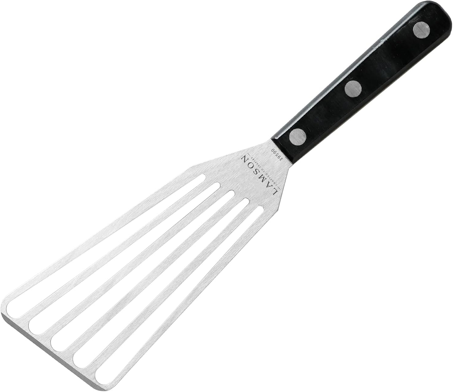 Lamson 4" x 9" Chef's Slotted Turner with Noir Ultra Durable Handle - Right Hand