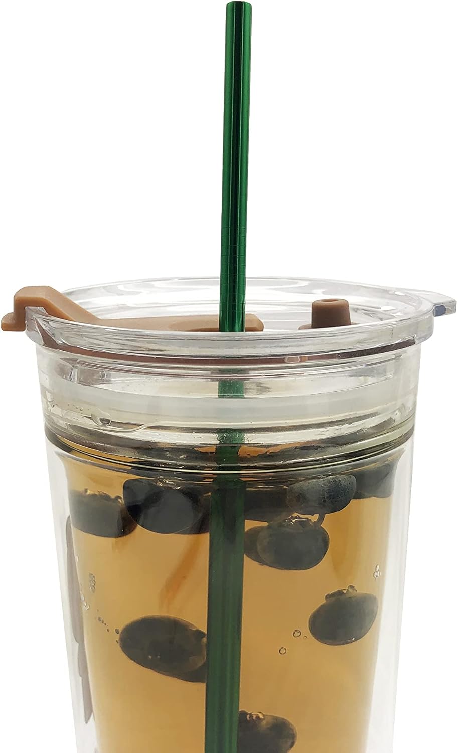 10 Pcs Stainless Steel Straws, Reusable Drinking Straws, Straight Metal Straw Sets with 2 Pcs Cleaning Brushes (8.5 Inch, Green)