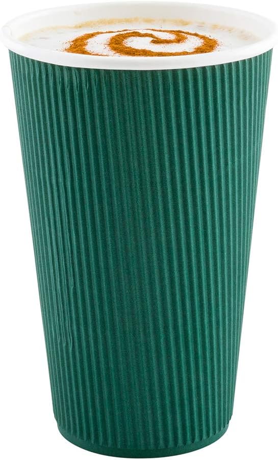 Restaurantware 12 Ounce Double Wall Disposable Coffee Cups, 500 Insulated Forest Green Paper Tumblers with Rolled Rim Design, Lids Sold Separately for Hot Drinks like Tea, Hot Chocolate and More