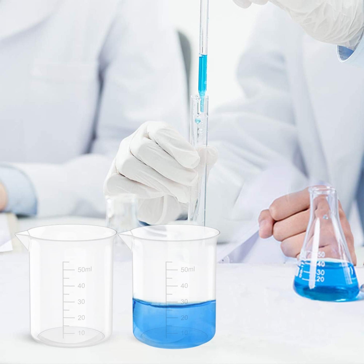 17 Oz Transparent Lab Measuring Cup, 500ml Plastic Beaker Cups, for Science Experiment, Liquid Measuring, 12 Pcs