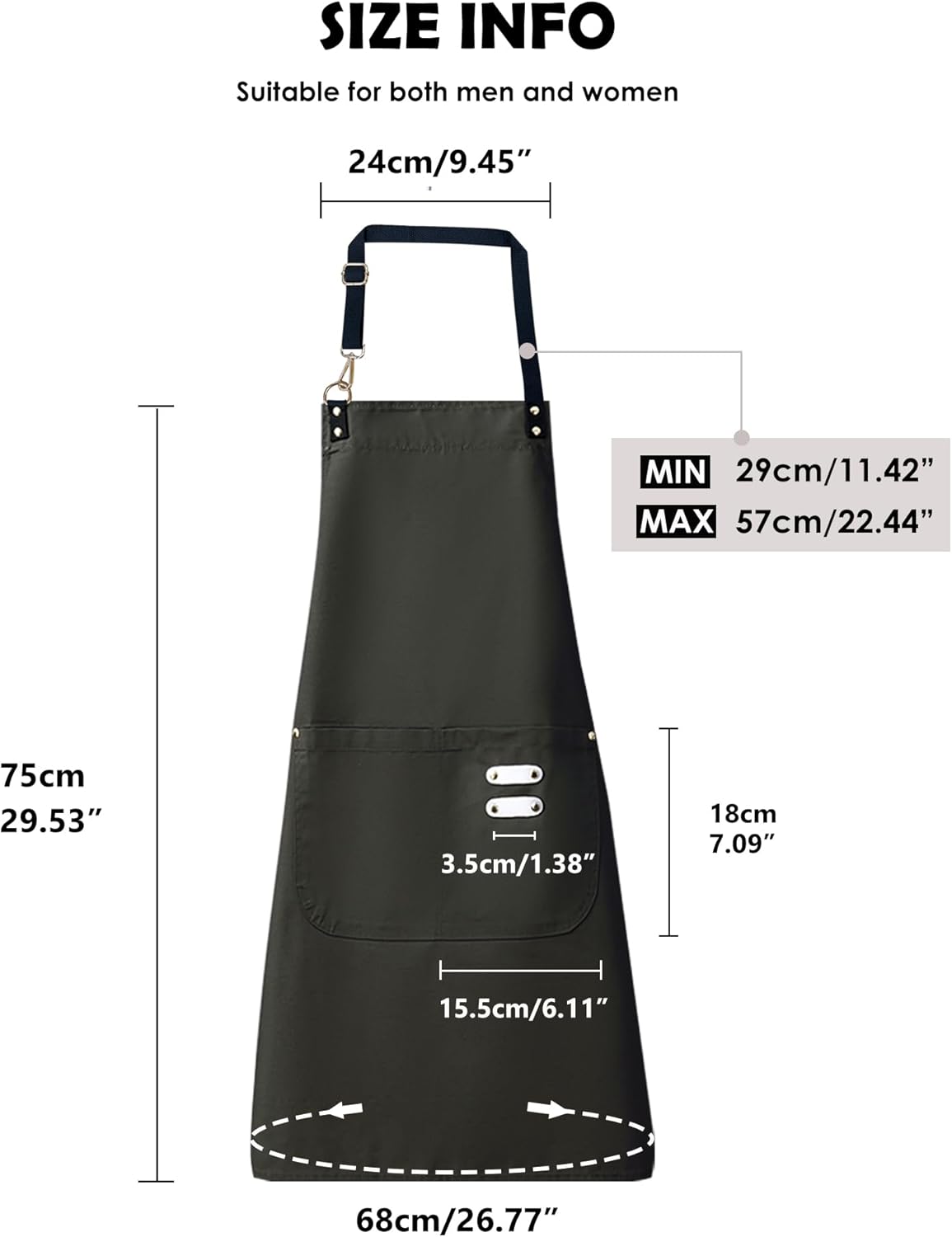 Lisianthus 2 Pack Adjustable Bib Aprons for Women with Pockets, Men's Kitchen Cooking Apron