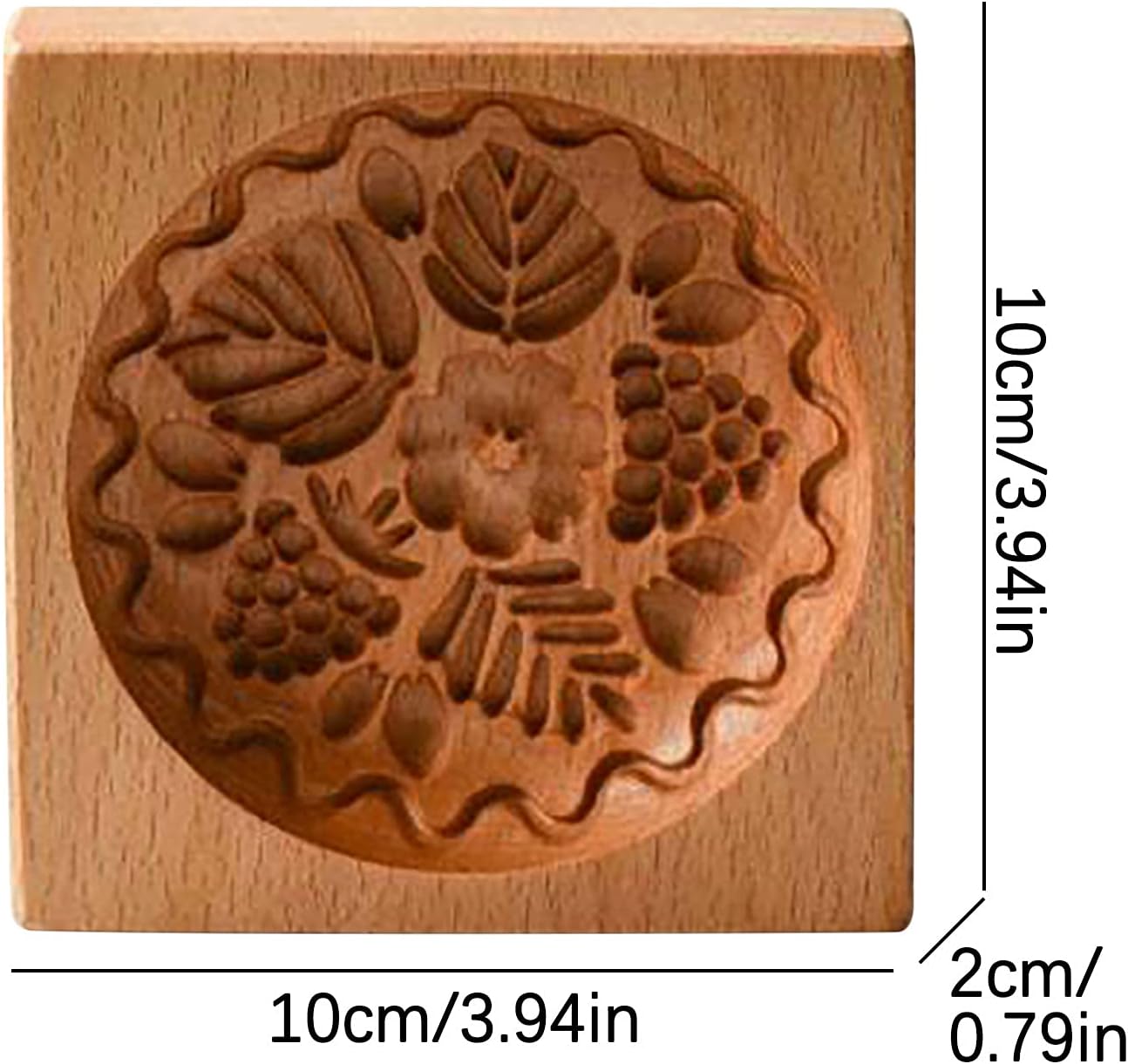 Wooden Cookie Biscuit Mold, 3D Baking Mold, Embossing Craft Decorating Baking Tool, Suitable for Halloween Thanksgiving Christmas Kitchen DIY (Grapes 10 * 10 * 2)