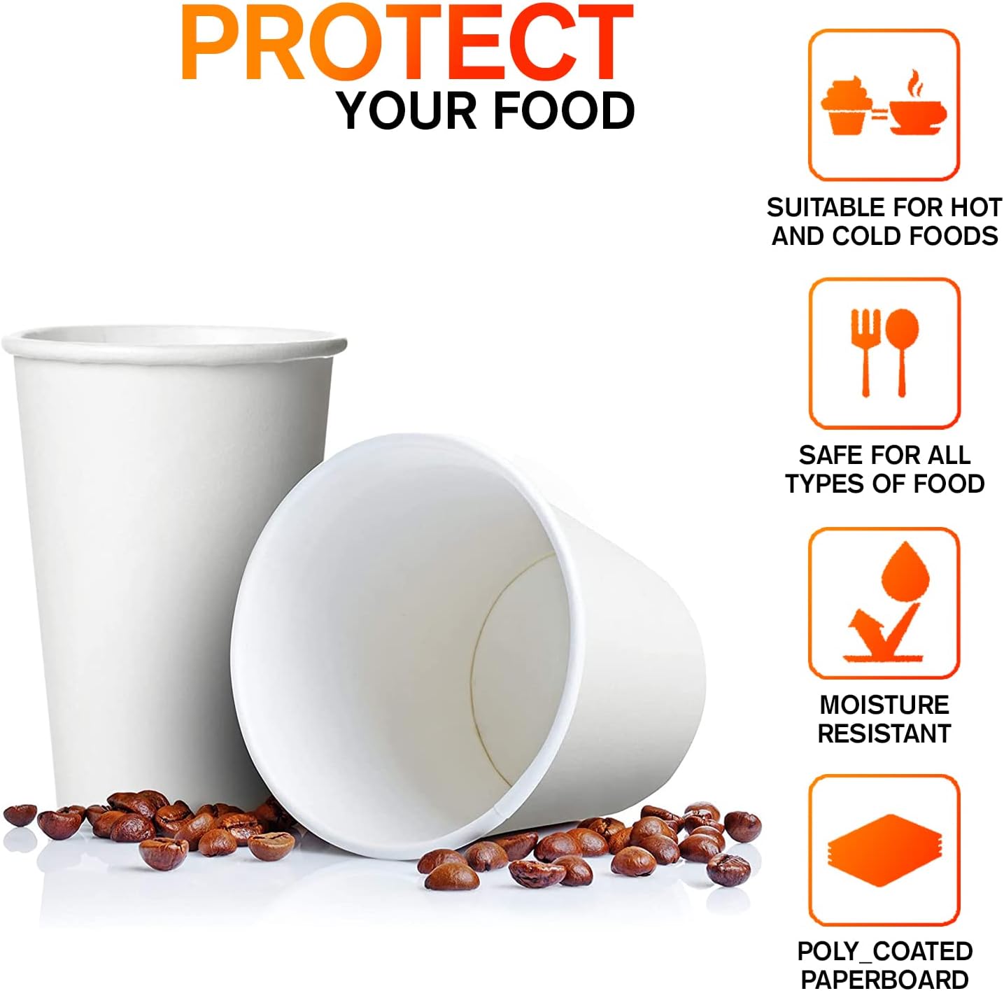 Smygoods White Disposable Paper Coffee Cups with Lids (24 OZ, 50 Count) For Hot Beverages, Tea, Espresso, Cocoa - To Go Drink Containers, Café & Office