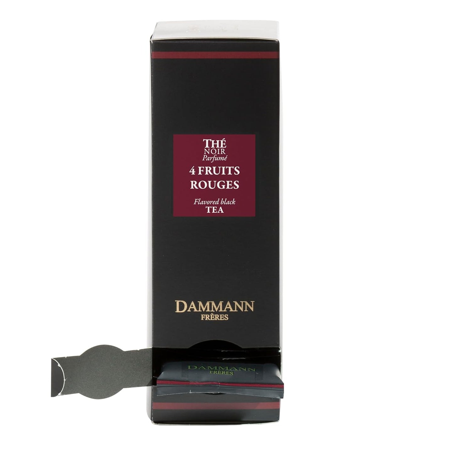 Dammann Freres Sachets, Quatre Fruits Rouges Tea Bags, Premium Gourmet French Black Tea, Blend Strawberry, Cherry, Raspberry, Red Currant Flavors, Individually Wrapped, 24 Count (Single Pack)