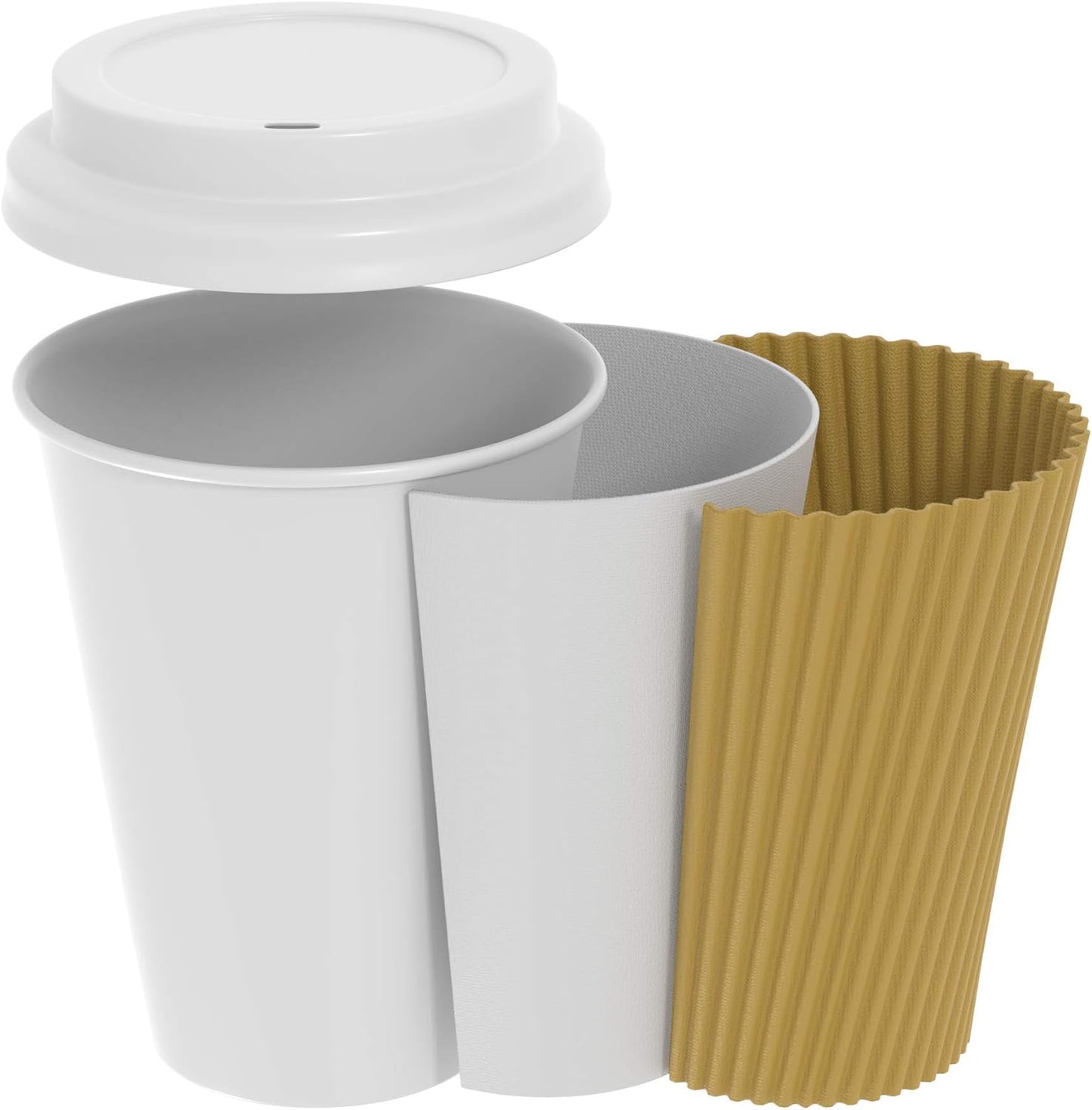 GUSTO [12 oz. - 500 Count Insulated Kraft Ripple Paper Hot Cups, Disposable Coffee Cups With Lids - Ideal for Hot Beverages, Travel, and Office Use (Formerly Comfy Package)