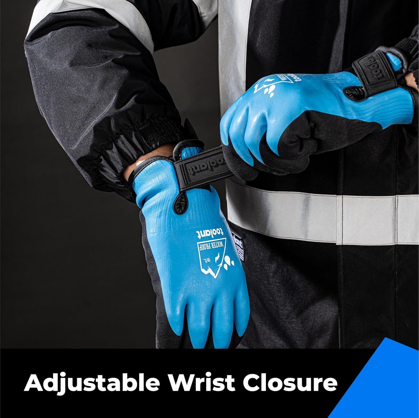 toolant 100% Waterproof Gloves Bulk Pack, 3 Pairs, Winter Work Gloves for Cold Temperature, Touchsreen, Warm Gloves for Freezer, Fishing and Gardening, With Grip, Blue, XX-Large