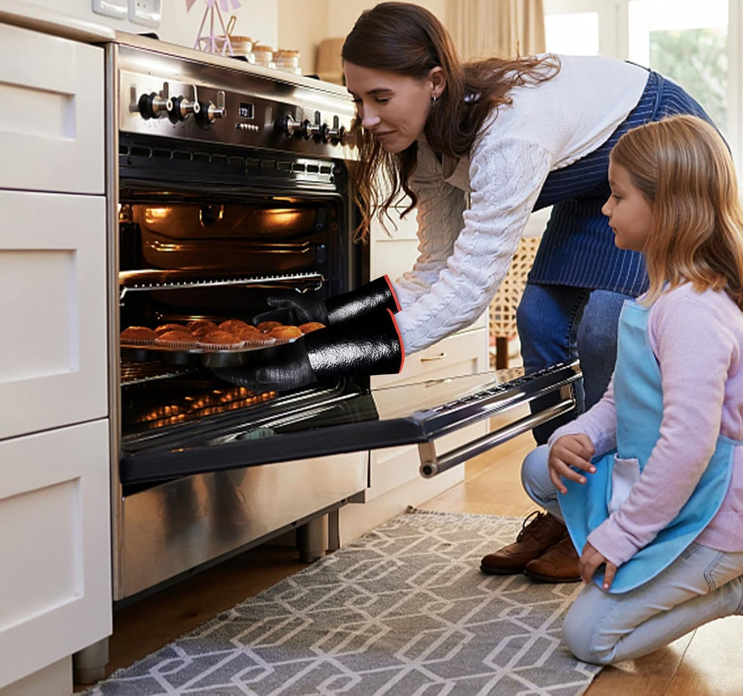 932°F Extreme Heat Resistant Gloves for Tansyan Grill BBQ, Waterproof Long Sleeve Pit Grill Gloves for Fryer, Baking, Oven,Smoker,Fireproof, Oil Resistant Neoprene Coating(14-Inch )