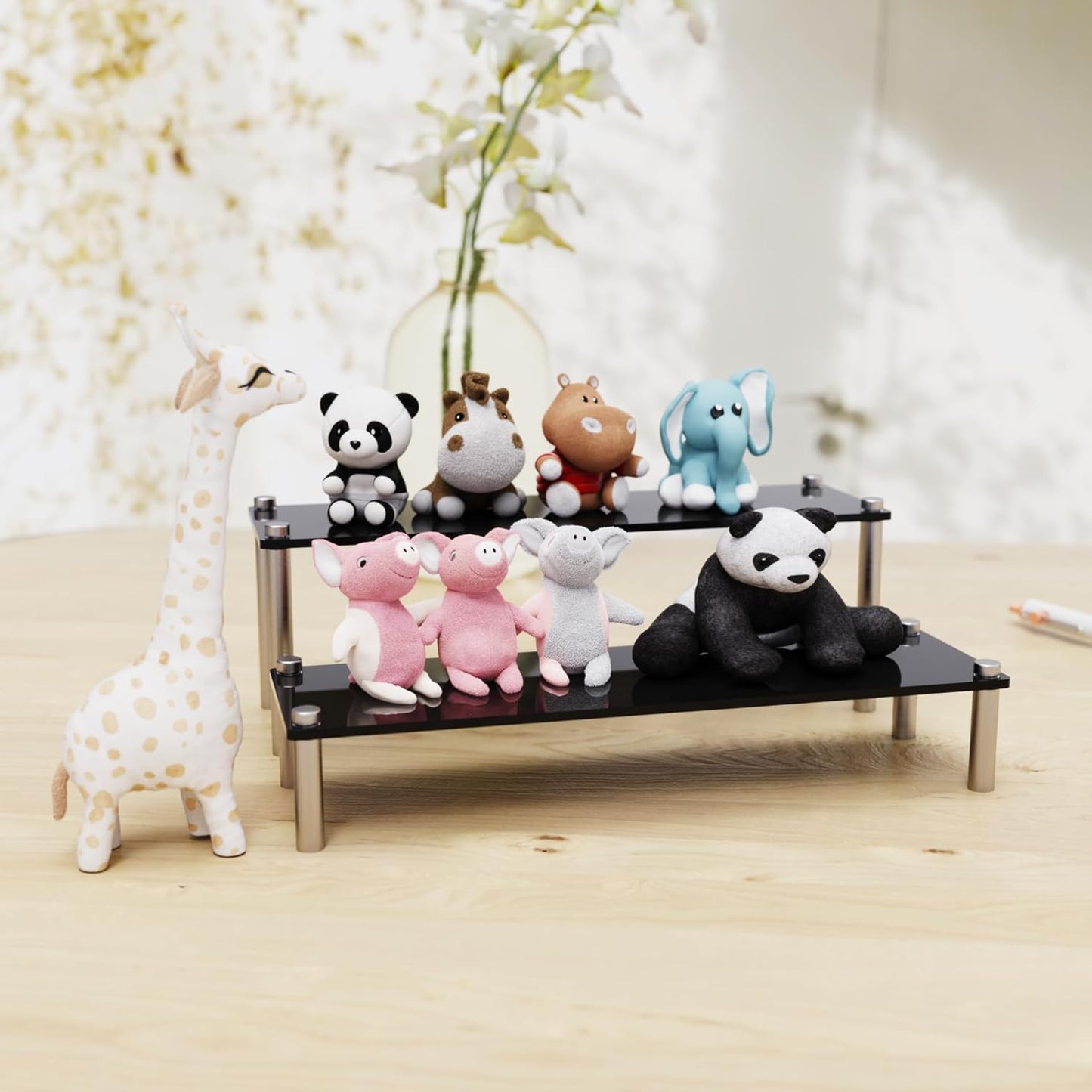 2-Tier Acrylic Display Riser Stand - Clear Organizer for Perfume, Cupcakes, Figures, Desserts, and Party Decoration