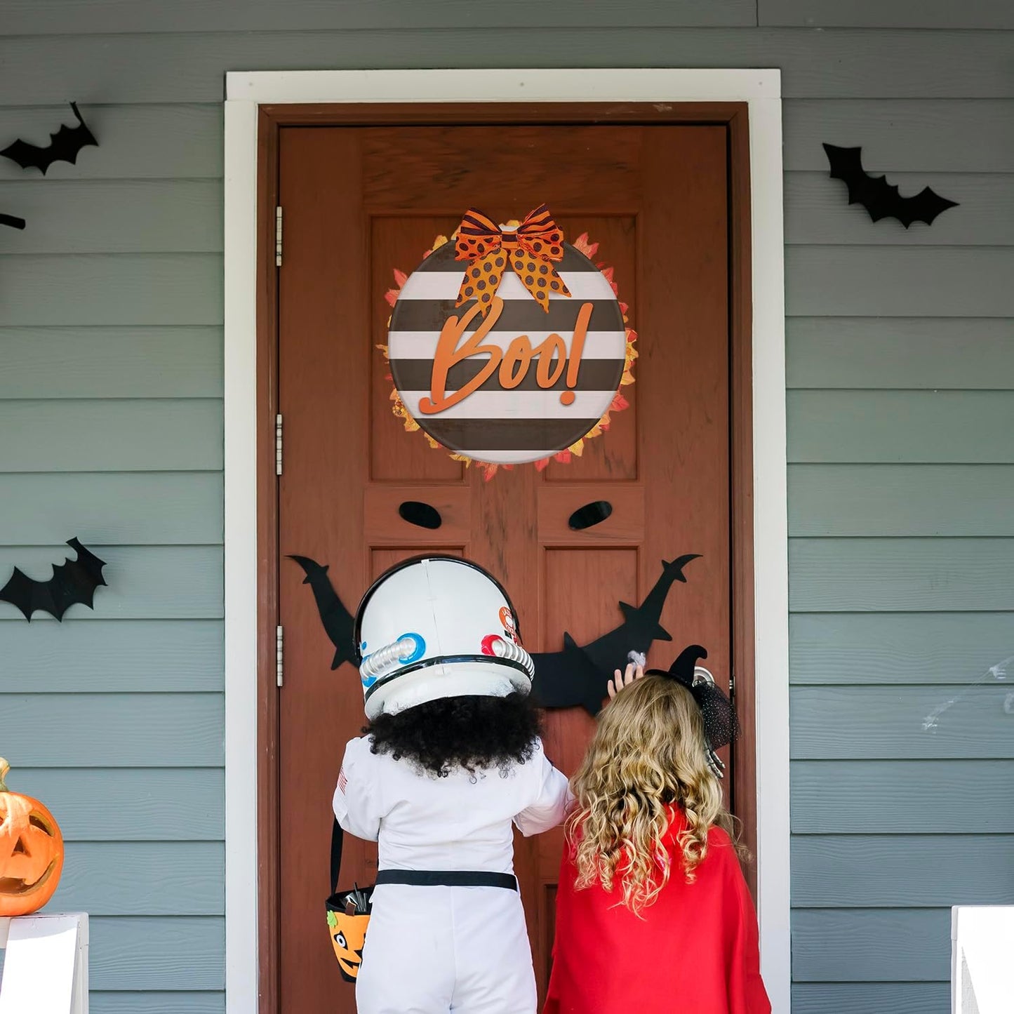 Halloween Stencils for Painting 12inch Large Reusable Halloween Stencil for Door Hanger Round Skeleton Ghost Boo Templates for Wood Walls Windows Door Mat Fabric