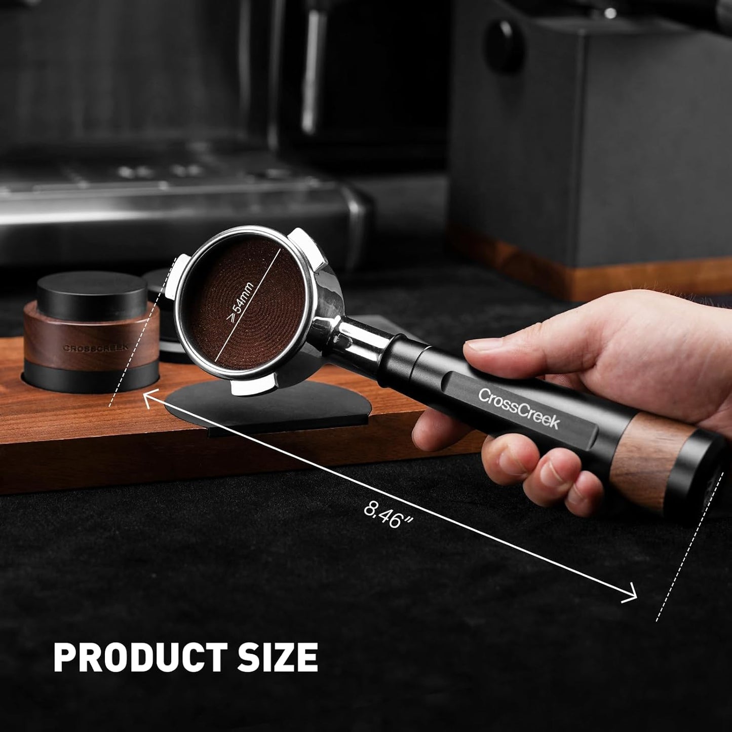 54mm Espresso Bottomless Portafilter with 3 Ear | Stainless Steel Basket and Black Aluminum Alloy Handle | Fits 54mm Breville/Sage Barista Espresso Machine | Espresso Accessories