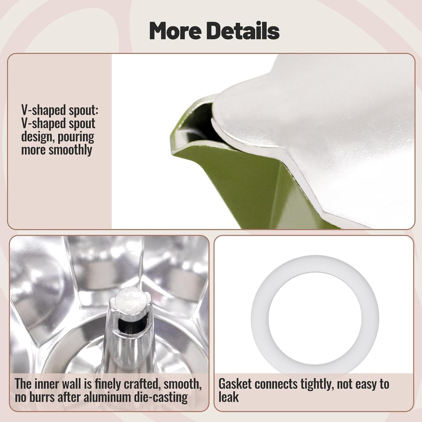 3 Cup Aluminum Moka Pot Classic Stovetop Espresso Coffee Maker 150ml 5oz Coffeemaker Percolator Mocha Pot Greca Coffee Maker Cafe Makers for Italian and Cuban Café Brewing Green