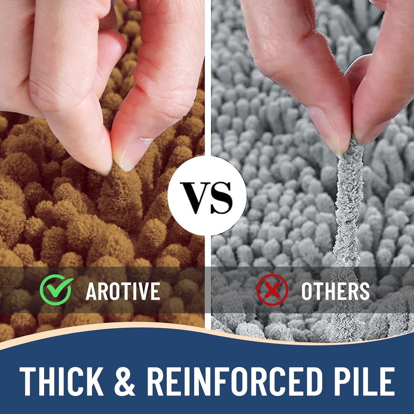 Arotive Luxury Chenille Bathroom Rug Mat, Extra Soft Thick Absorbent Shaggy Bath Rugs, Non-Slip Machine Wash Dry, Plush Bath Mats for Bathroom, Shower and Tub, 30x20, Ochre