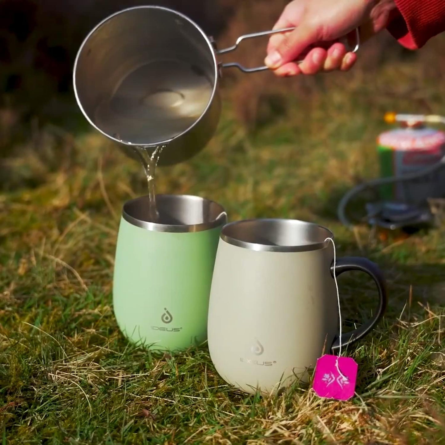 Ideus 16 oz Insulated Coffee Mug with Handle and Lid, Double Wall Stainless Steel Vacuum Thermal Coffee Mug, Travel Coffee Cup Thermal Cup for Home and Office, Storm Black