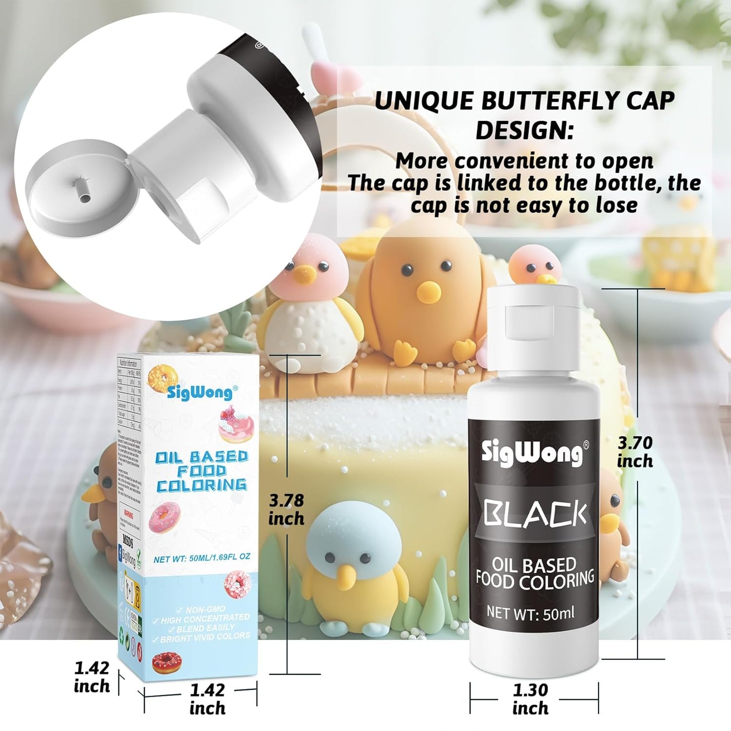 Oil Based Food Coloring for Chocolate - 50ml Black Upgraded Edible Oil Based Food Dye for Cake Decorating, Baking, Candy Melts, Cookie, Icing Frosting, Fondant, Meringues - 1.69 Fl.Oz Bottles