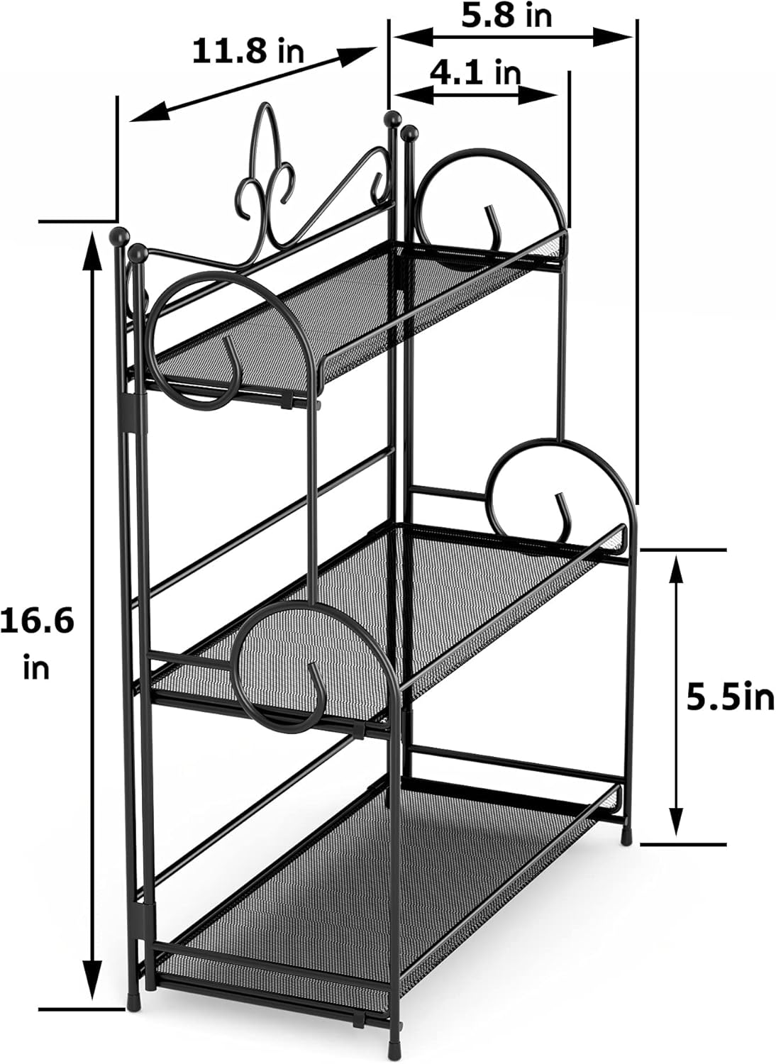 Bathroom Organizer Countertop - 3 Tier Spice Rack Organizer, Counter Organization and Storage for Bathroom, Kitchen, Bedroom, Offices, Foldable