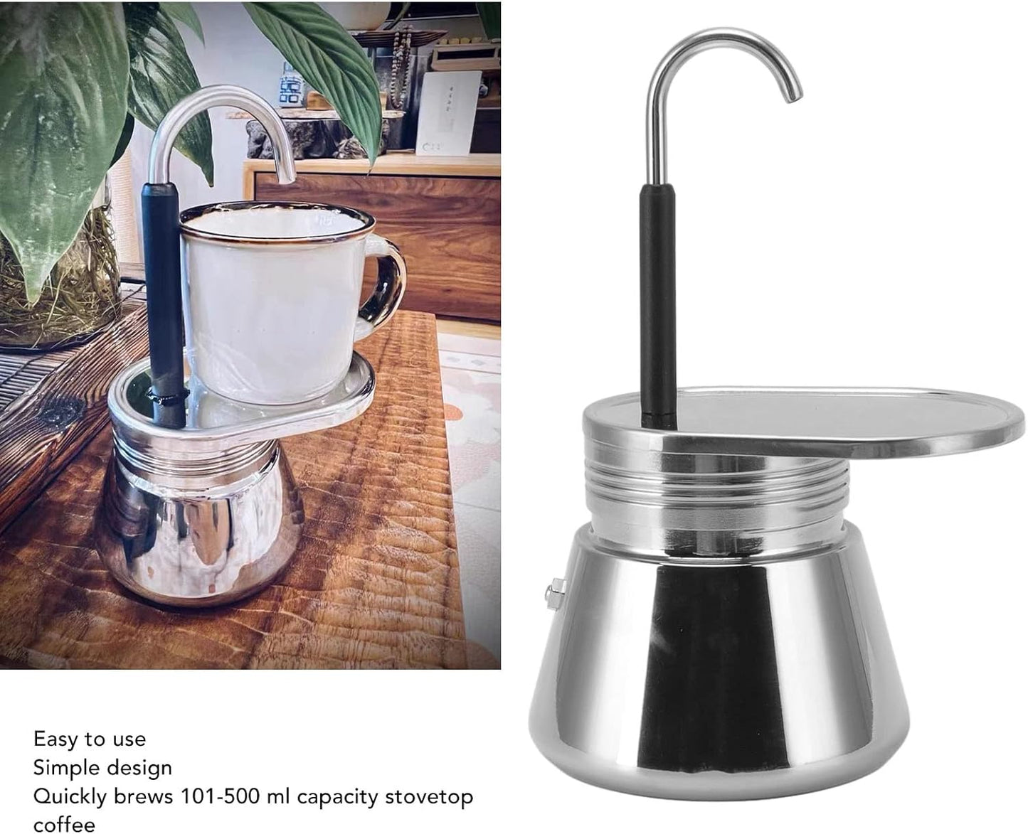 Espresso Maker, Single Spout Stovetop Pot Stainless Steel Mini Stovetop Espresso Percolator Italian Type Espresso Cup Coffee Maker,Use on Stove at Home or Camping