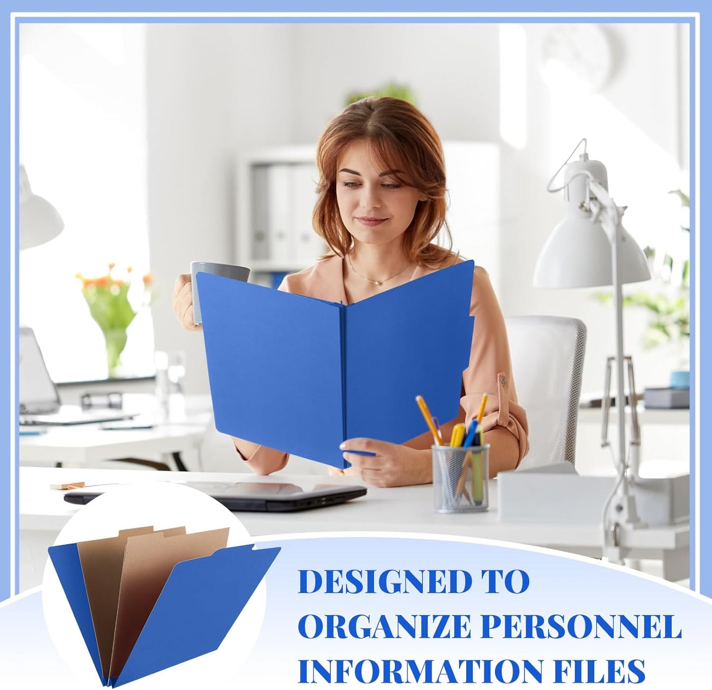 12 Pcs Classification Folders Letter Size,Back to School Supply for Teacher, Student, 2 Pocket Dividers Pressboard File Folder Bulk with 2 Fasteners,2 in Expanding File Organizer (Dark Blue)