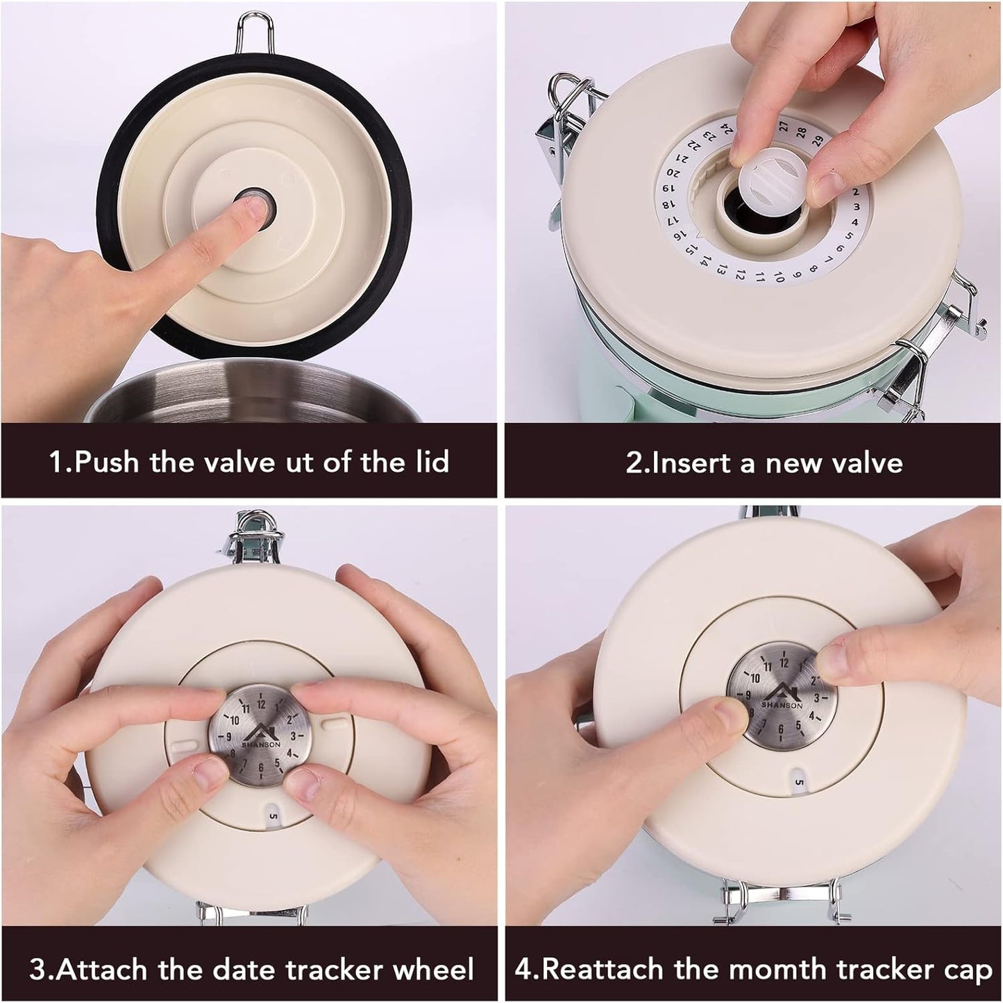 ShanSon Coffee Canister Airtight Coffee Container Stainless Steel Coffee Bean Storage Container with CO2 Release Valve and Scoop Coffee Canister for Beans,Grounds,Sugar,Flour,Tea,Cereal,22OZ,Brown