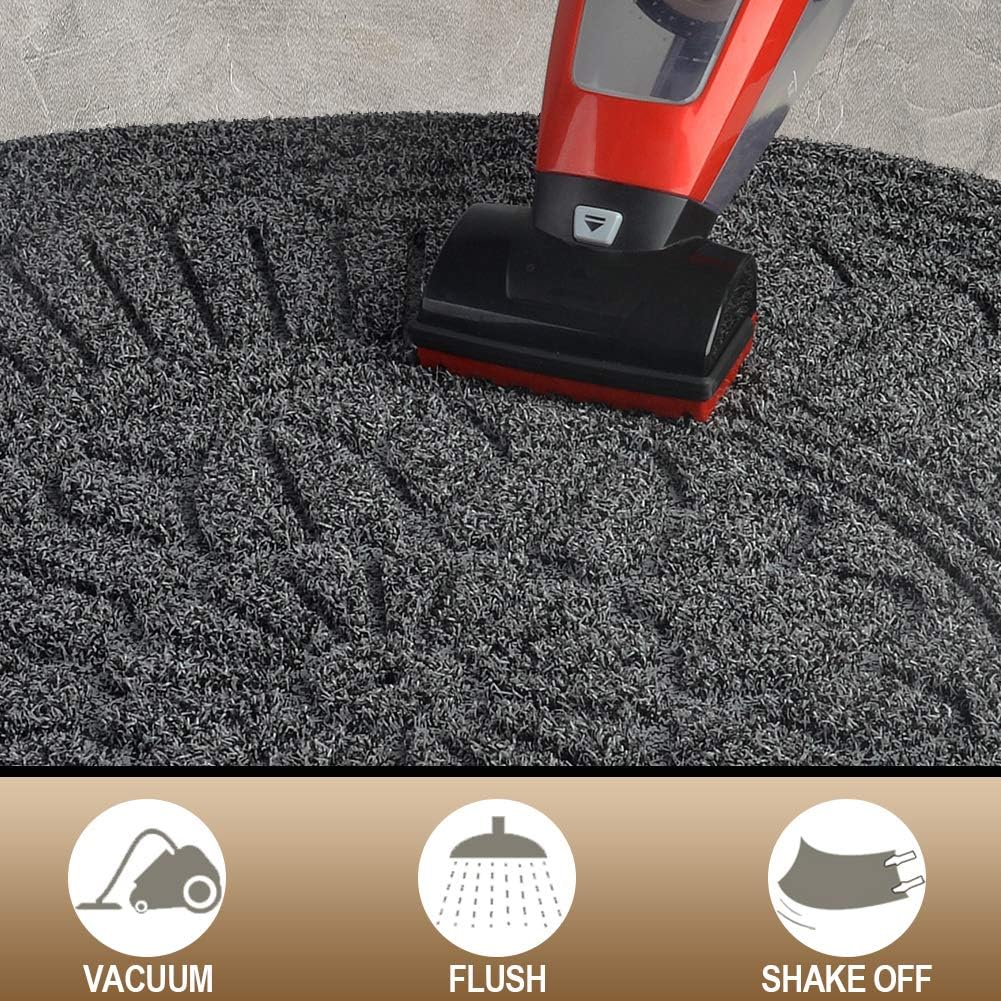 Mibao Door Mat Outdoor Indoor, 23.5" x 35.5", Half Round Door Mats, Non-Slip Front Door Mats Outdoor, Dirt Trapper Welcome Mats for Front Door, Back Door, Shoe Scraper, Grey