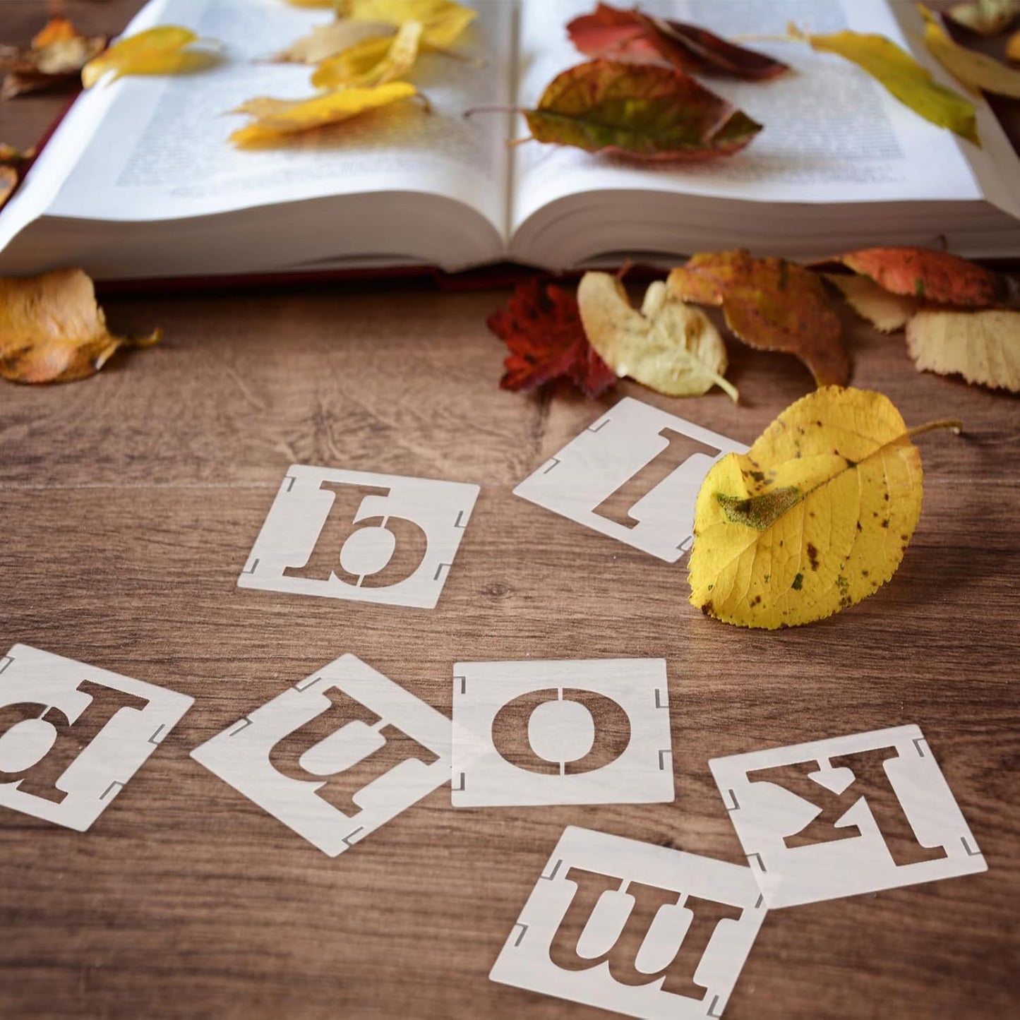 100 Pcs Stencils for Painting on Wood Reusable Stencil Crafts Drawing Templates Holiday Wall Paper for DIY Scrapbook Home 2 x 2 Inch(Alphabet Style)