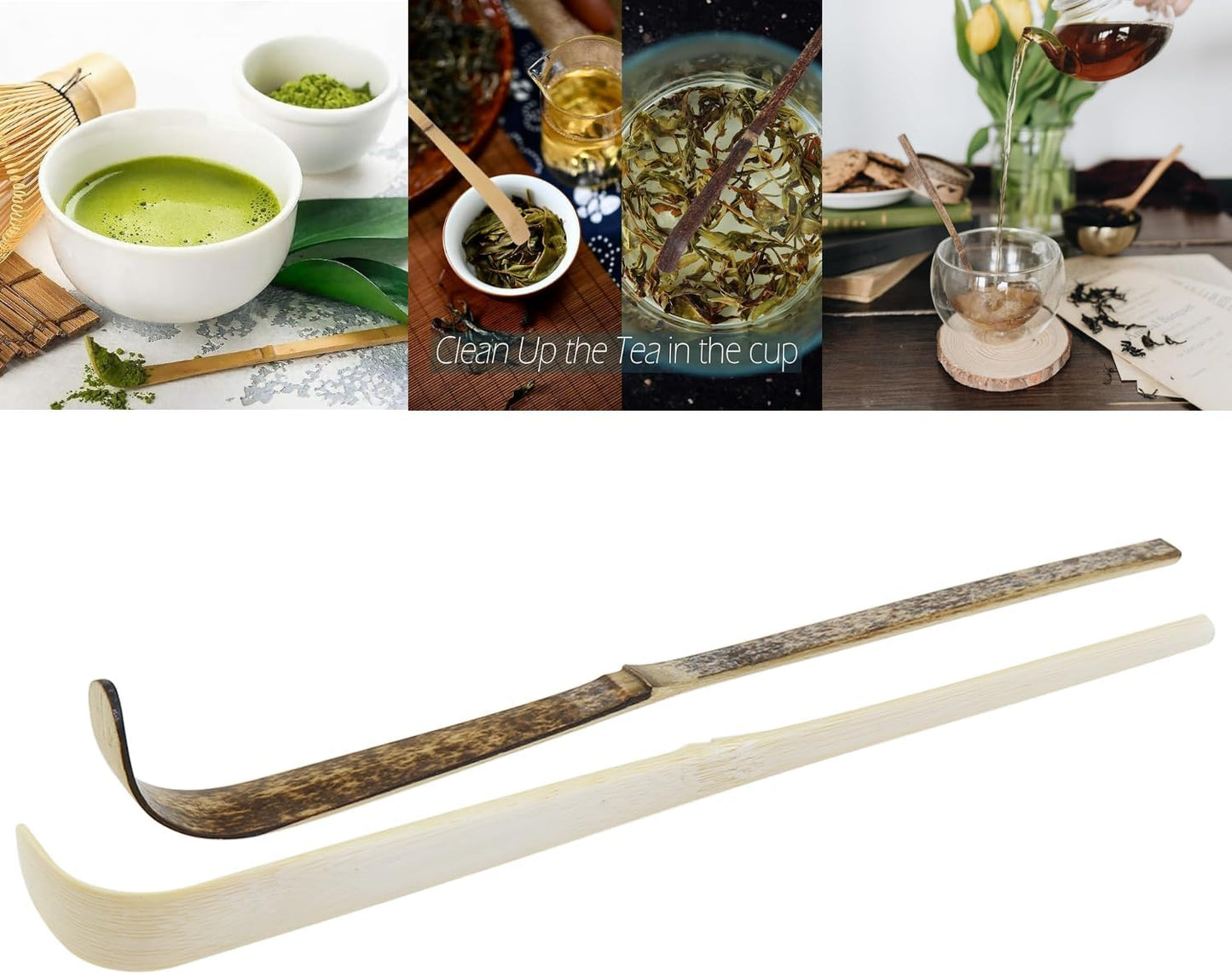 Heyous 2PCS Multifunctional Bamboo Matcha Spoon 18cm Whisk/Spice/Seasoning/Coffee Scooping Tool Suitable for Home Office Restaurant