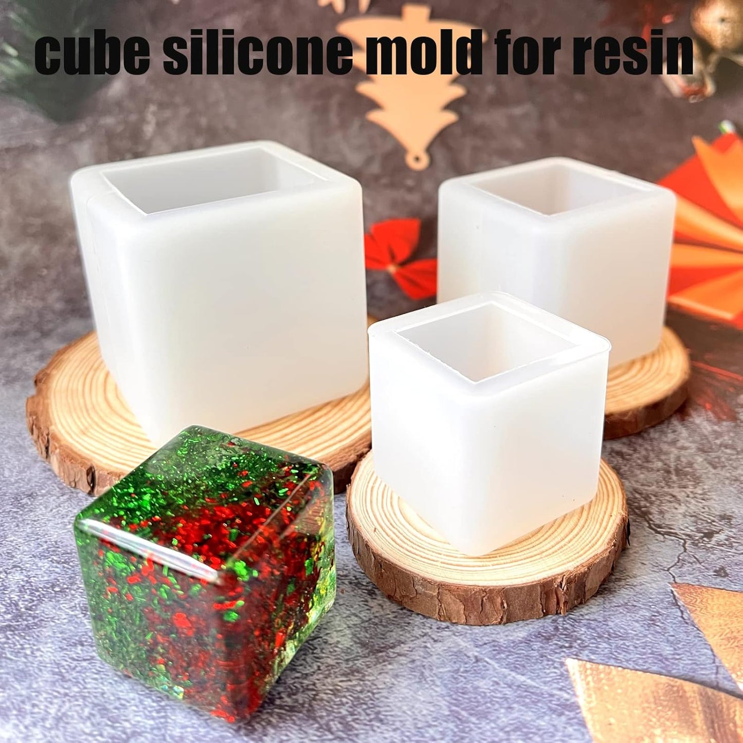 (3 Pack) Resin Cube Molds, Deep Square Silicone Molds for Epoxy Resin Casting DIY Art Craft Candle Soap Making