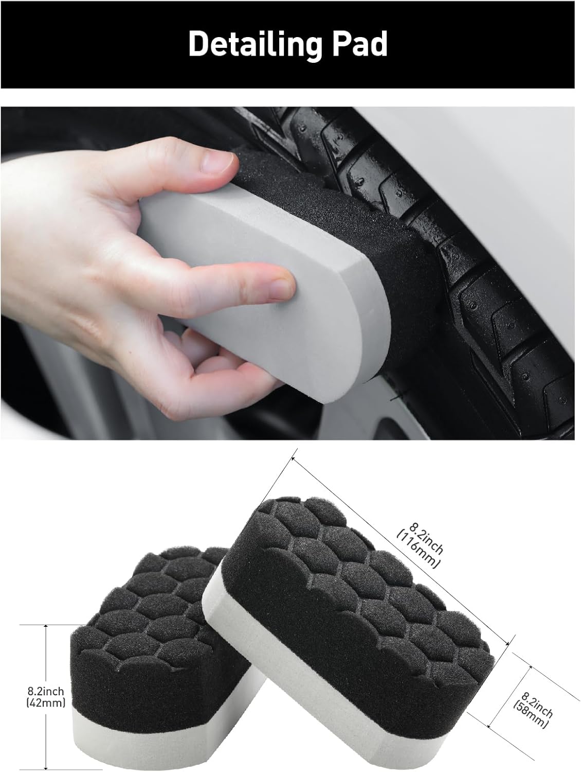 Fantasticlean 7PCS Car Wheel Cleaning Pro Kit, Tire Brush, Soft-bristled Rim Brush, Microfiber Flat Wheel Brush, Double-Ended Detailing Brush, Detailing Pads, Scratch-Free & Multipurpose