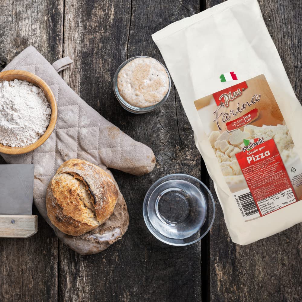 Gluten Free Flour, Pizza Flour, Lactose Free, 2.2lb, All Natural, Multi Purpose Flour & Starch Blend, for Baking Pizza, Bread, & Pasta, Product of Italy, Polselli