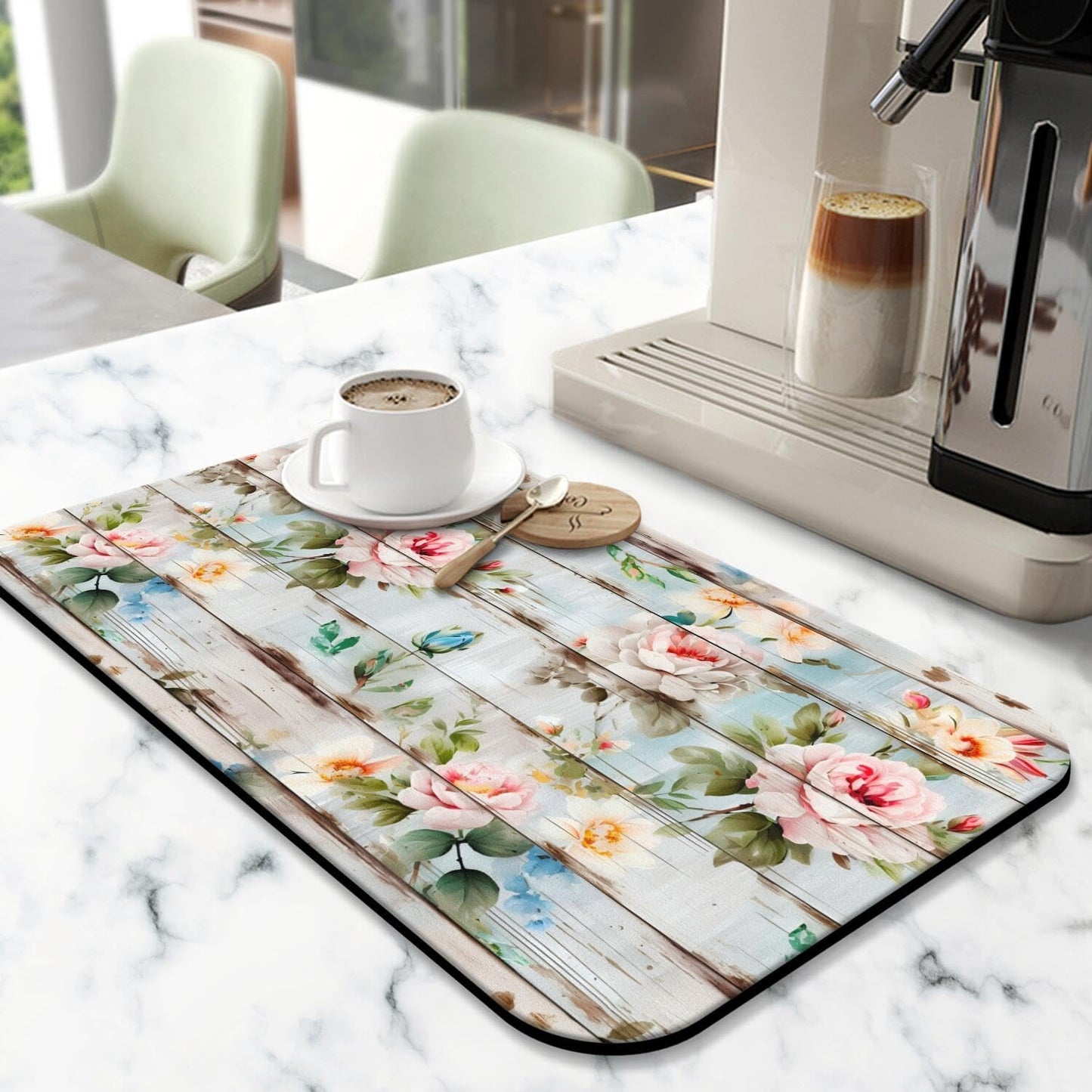 Diatom Mud Drying Mat 12x19.5 Inch - Super Absorbent Fast Dry Kitchen Counter Mat with Non-Slip