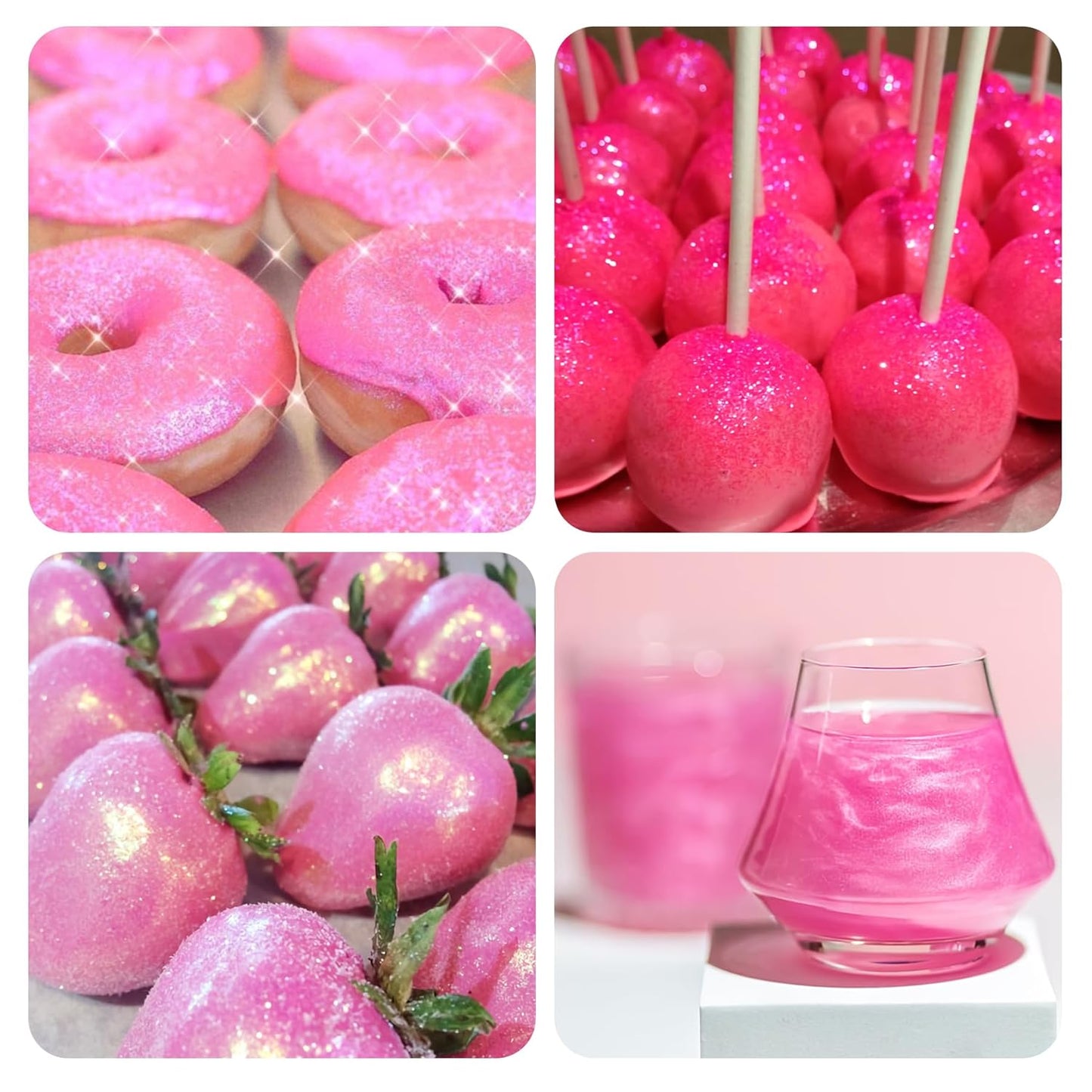 Pink Edible Glitter Spray - 15g Edible Pink Glitter for Cakes Food Grade Shimmer Powder Cake Spray for Cookie Decorating Chocolate Strawberry