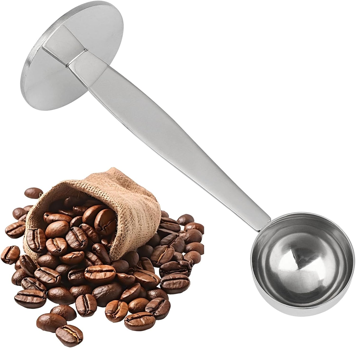 DFD 2-Inch-1 Coffee Scoops, 304 Stainless Steel Tablespoon Measure Spoon with Pressed Bottom for Coffee Bean Press Coffee Grinding Pressing(Silver15 ml)