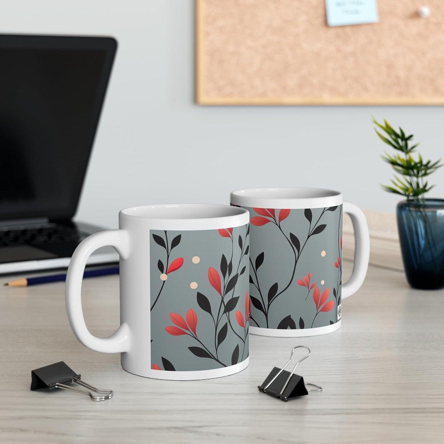 11 OZ Novelty Coffee Mugs - Christmas Gift (Leaf Flower Design)