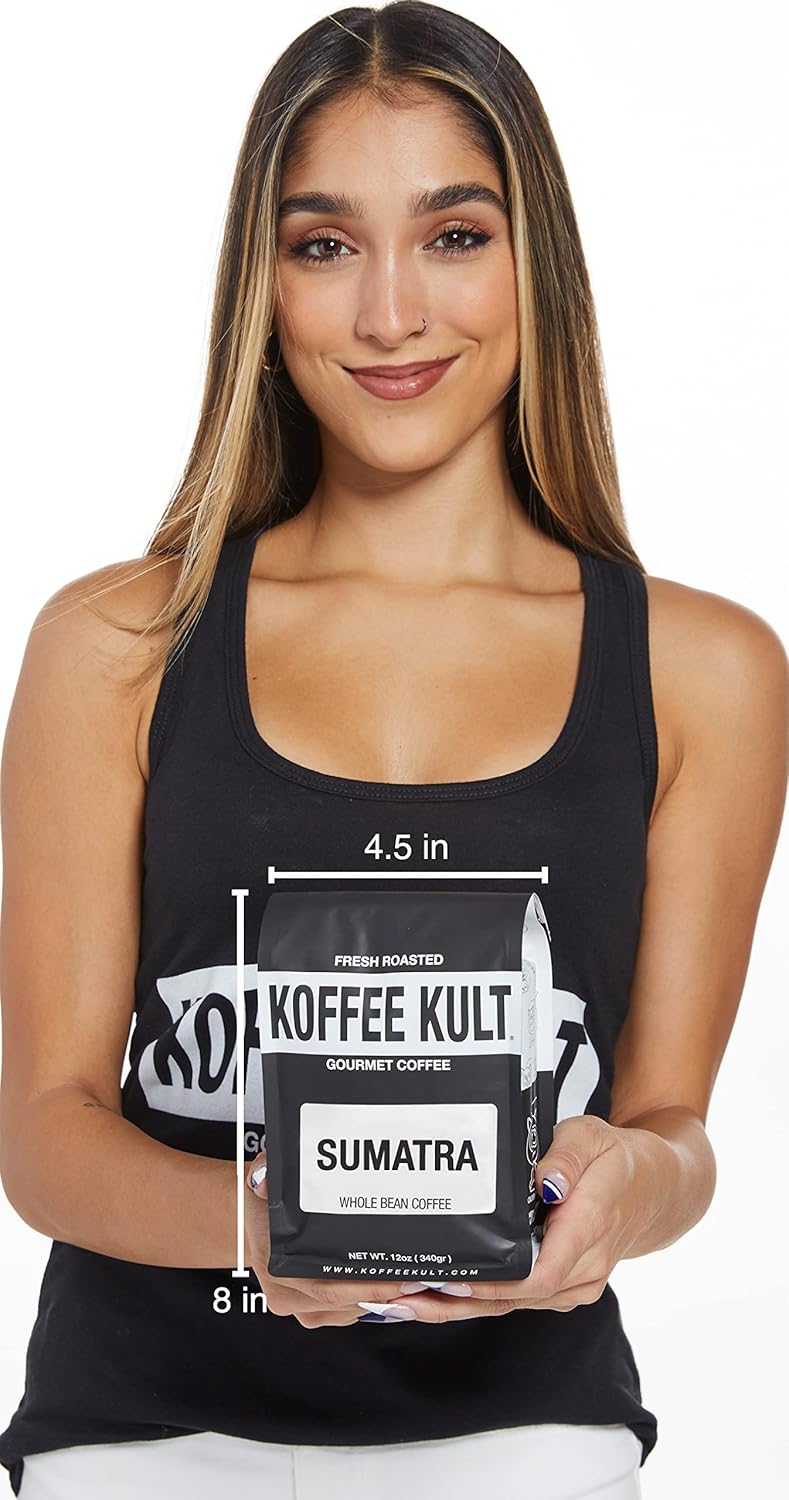 Koffee Kult Sumatra Coffee Beans Dark Roast - Indonesian Fresh Roasted Coffee Beans (Whole Bean, 12oz)