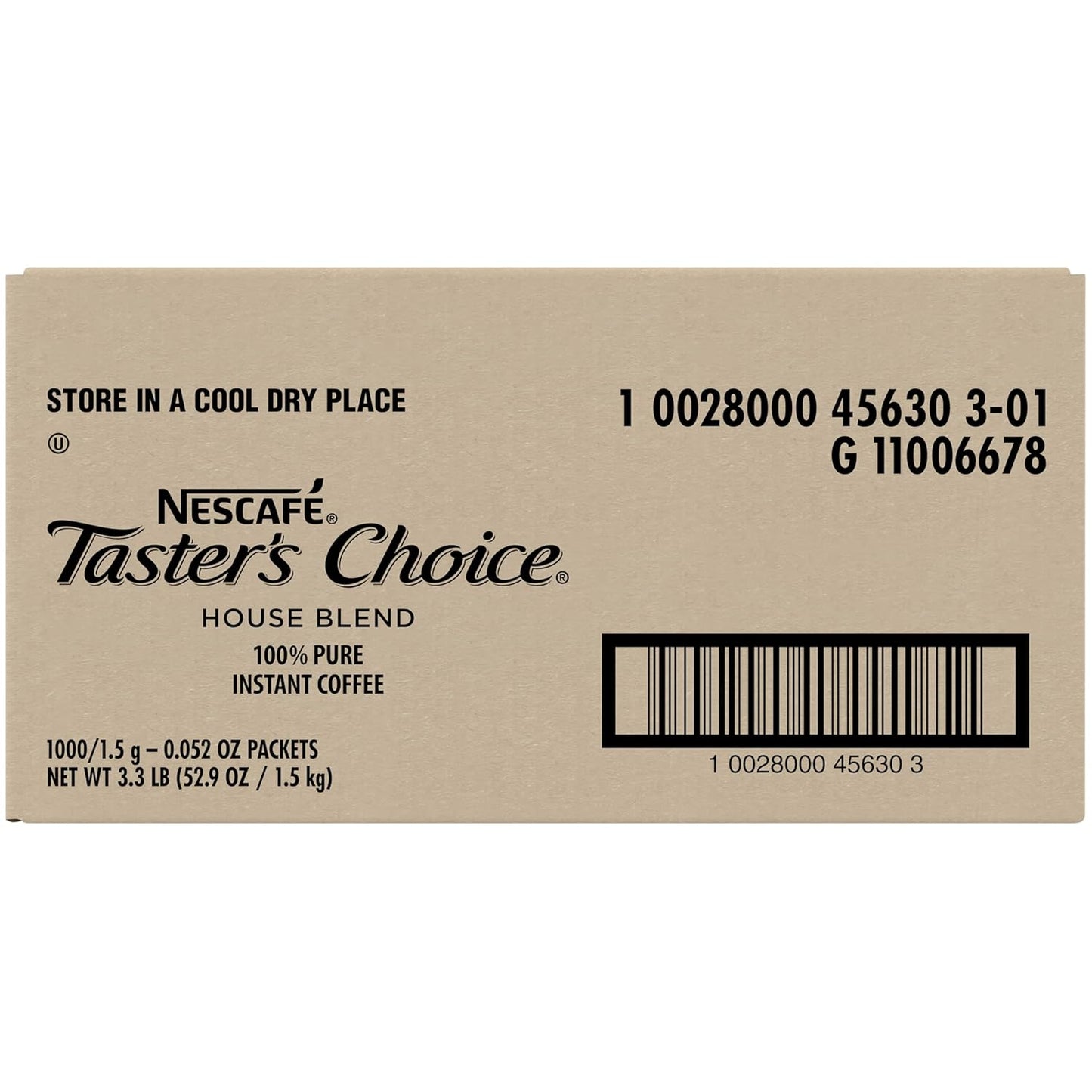 Nescafe Instant Coffee Packets, Taster's Choice Light Roast, Bulk Pack, 1.5 g Packets (Pack of 1000)