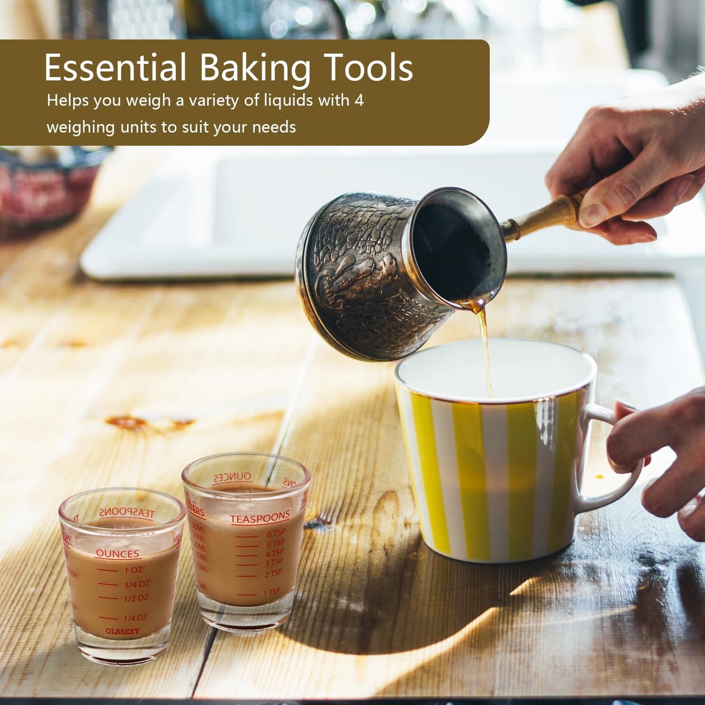 2 Pack Shot Glasses Measuring Cup,Espresso Shot Glass with 4 Kind of Scale (OZ/ML/TSP/TBSP),Dishwasher Safe,Perfect for Coffee,Cocktails and Kitchen Use (Red)