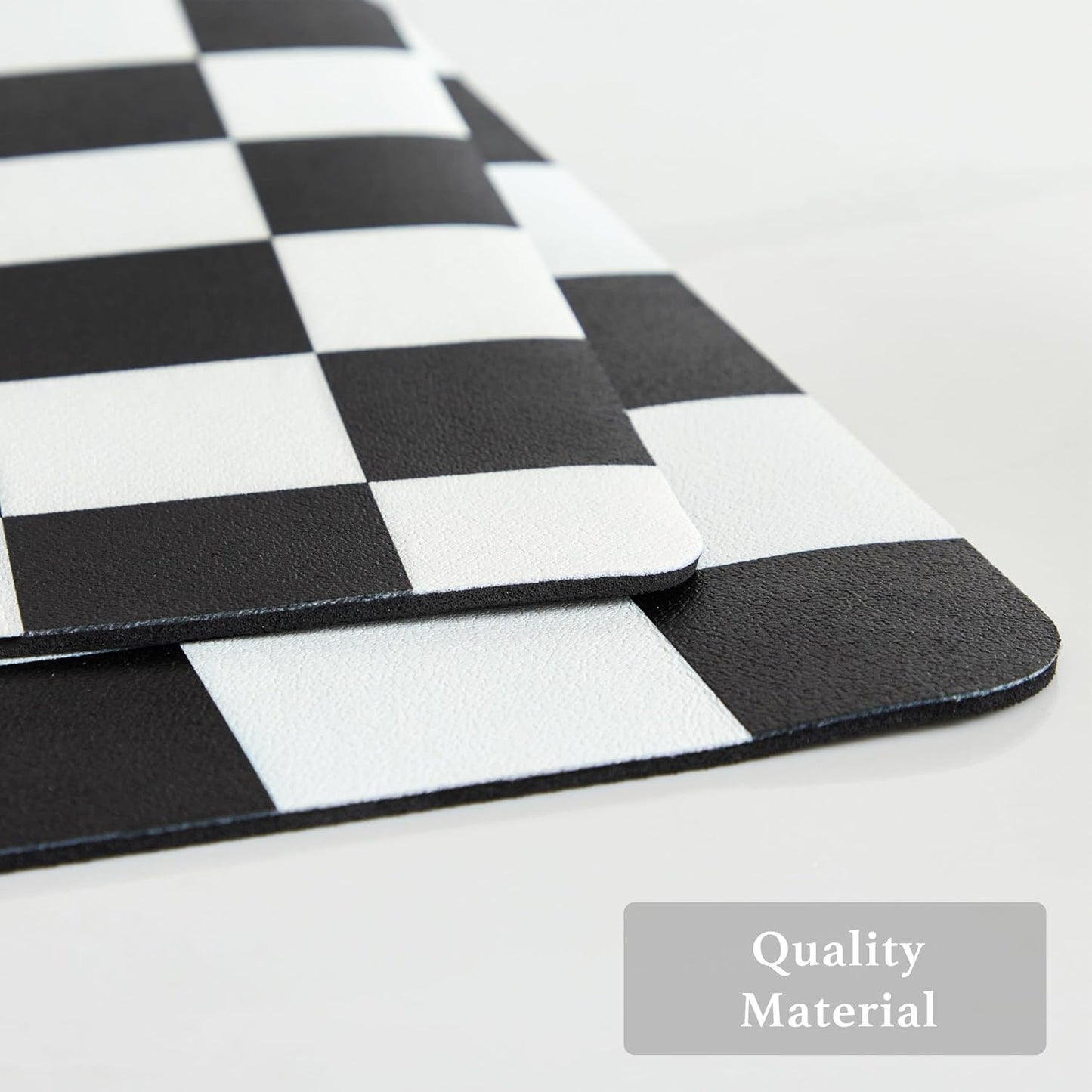 Checkered Dish Drying Mat for Kitchen Counter, Coffee Bar Station Accessories, Retro Cute Aesthetic Modern Absorbent Drainer Mat Kitchen Drying Mat Easy Clean, Black 12" x 19"