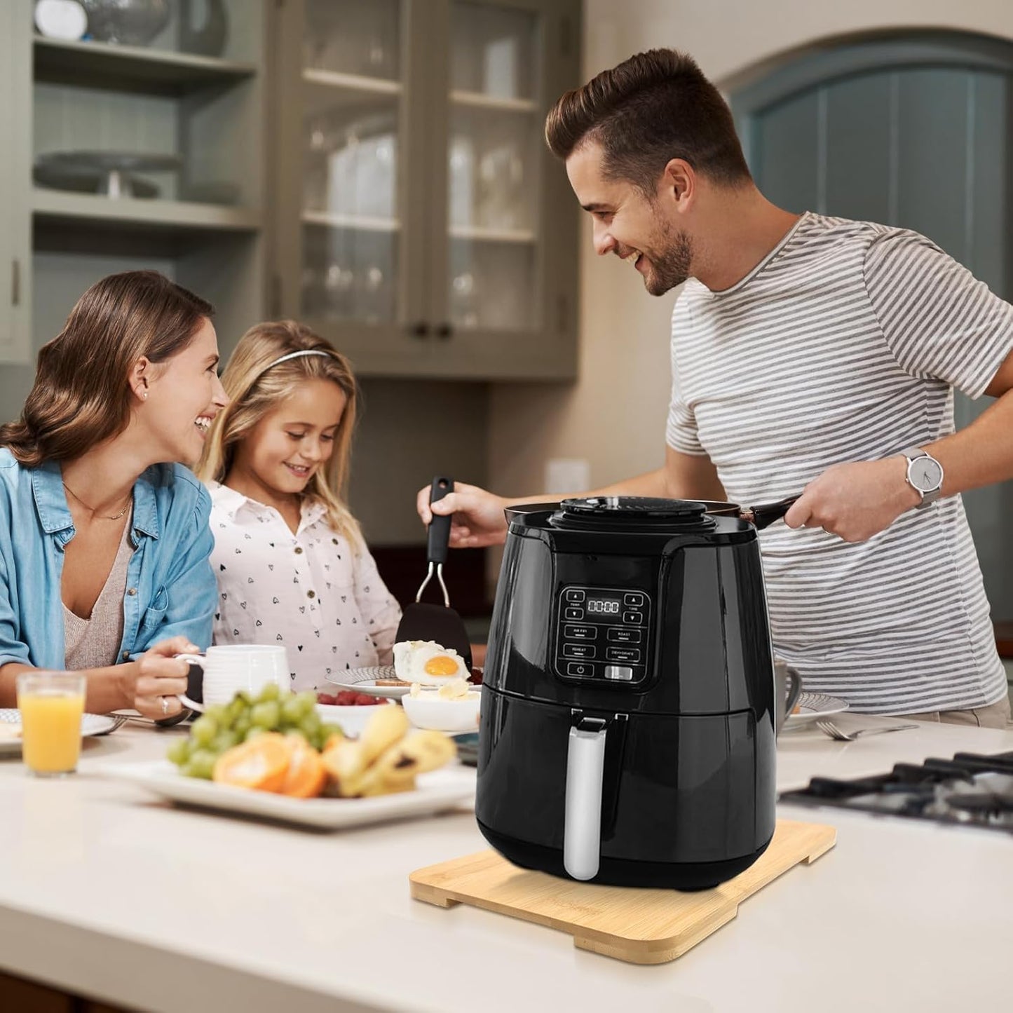 360° Rolling Tray Bamboo Appliance Slider, Appliance Sliders for Kitchen Appliances Sliding Tray for Coffee Maker Appliances Mat Easily from Under The Cabinet Natural(13.9"×9.4")